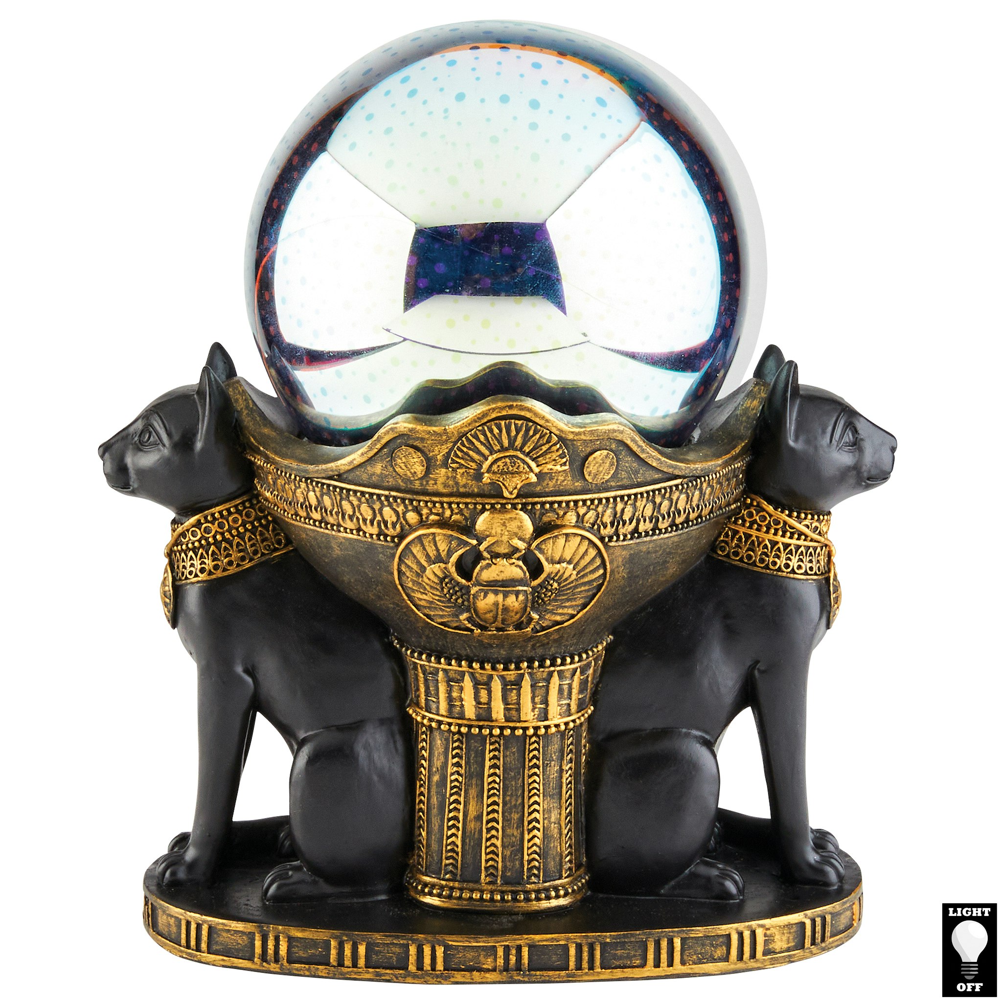 Toscano - Bastet Cat Goddess Cosmic Sphere Illuminated Statue