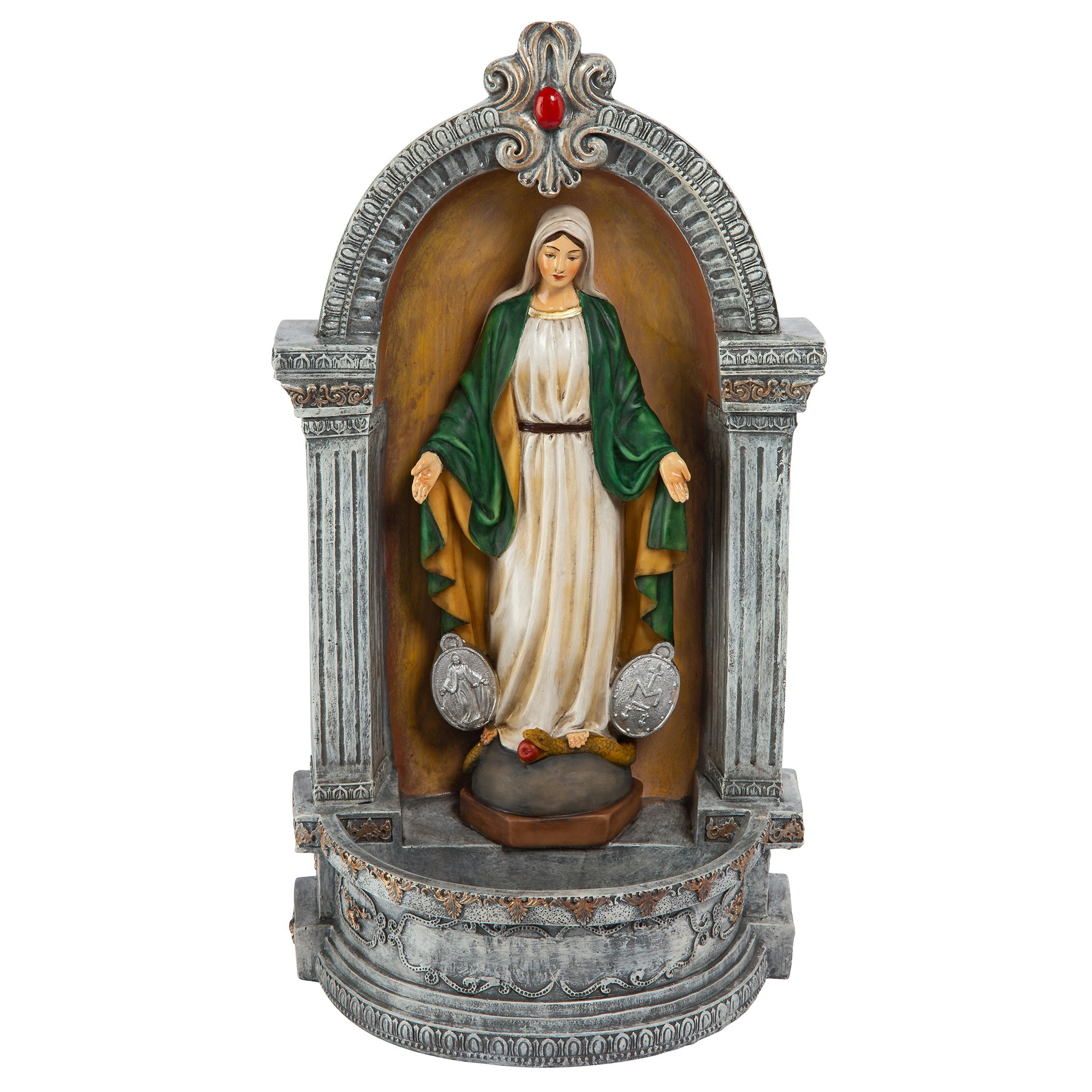 Toscano - Virgin Mary of the Miraculous Medal Italian-Style Font Statue
