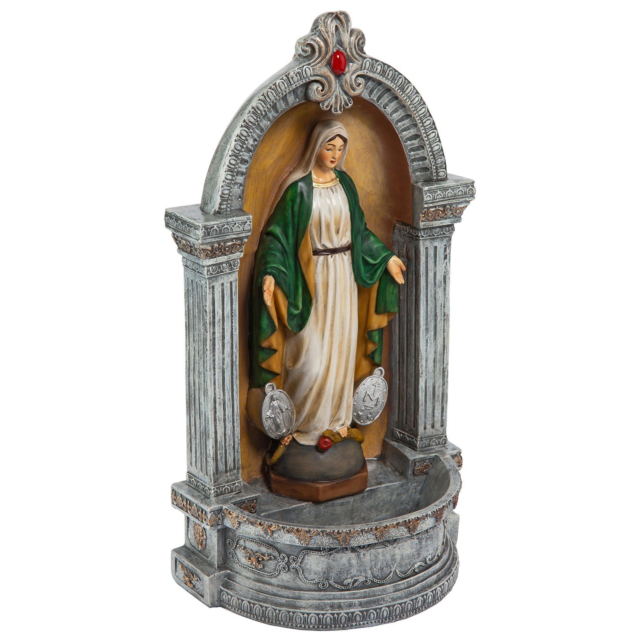 Toscano - Virgin Mary of the Miraculous Medal Italian-Style Font Statue