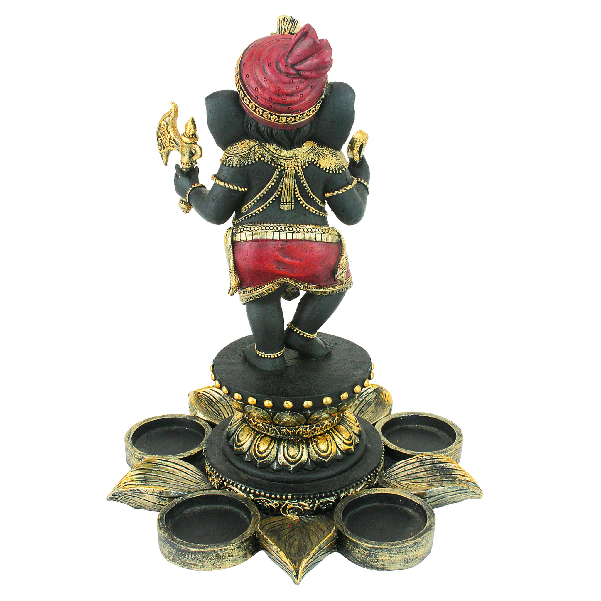 Toscano - Standing Lord Ganesha on Lotus Flower Candle Holder Statue