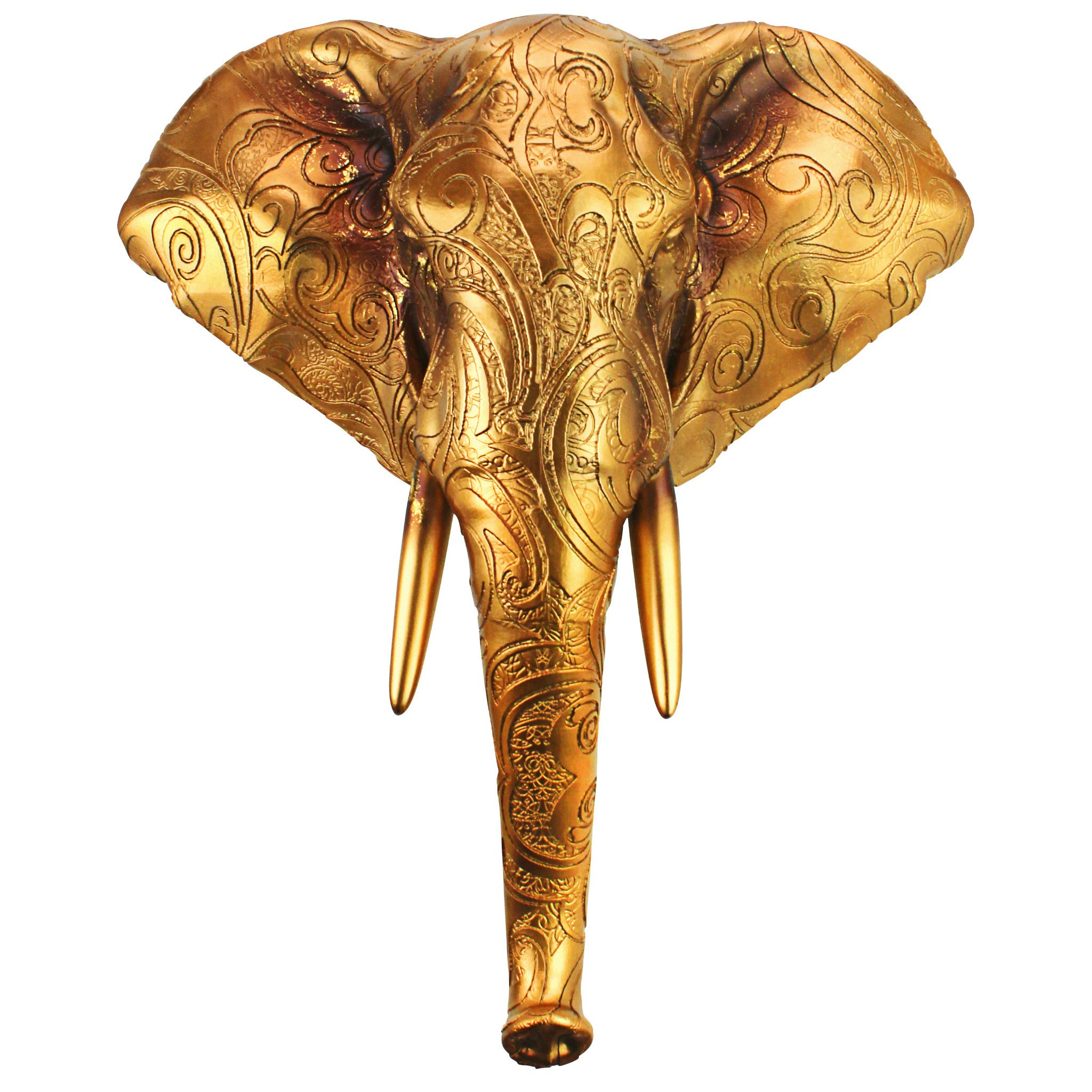 Toscano - Good Fortune Golden Mandala Elephant Wall Sculpture