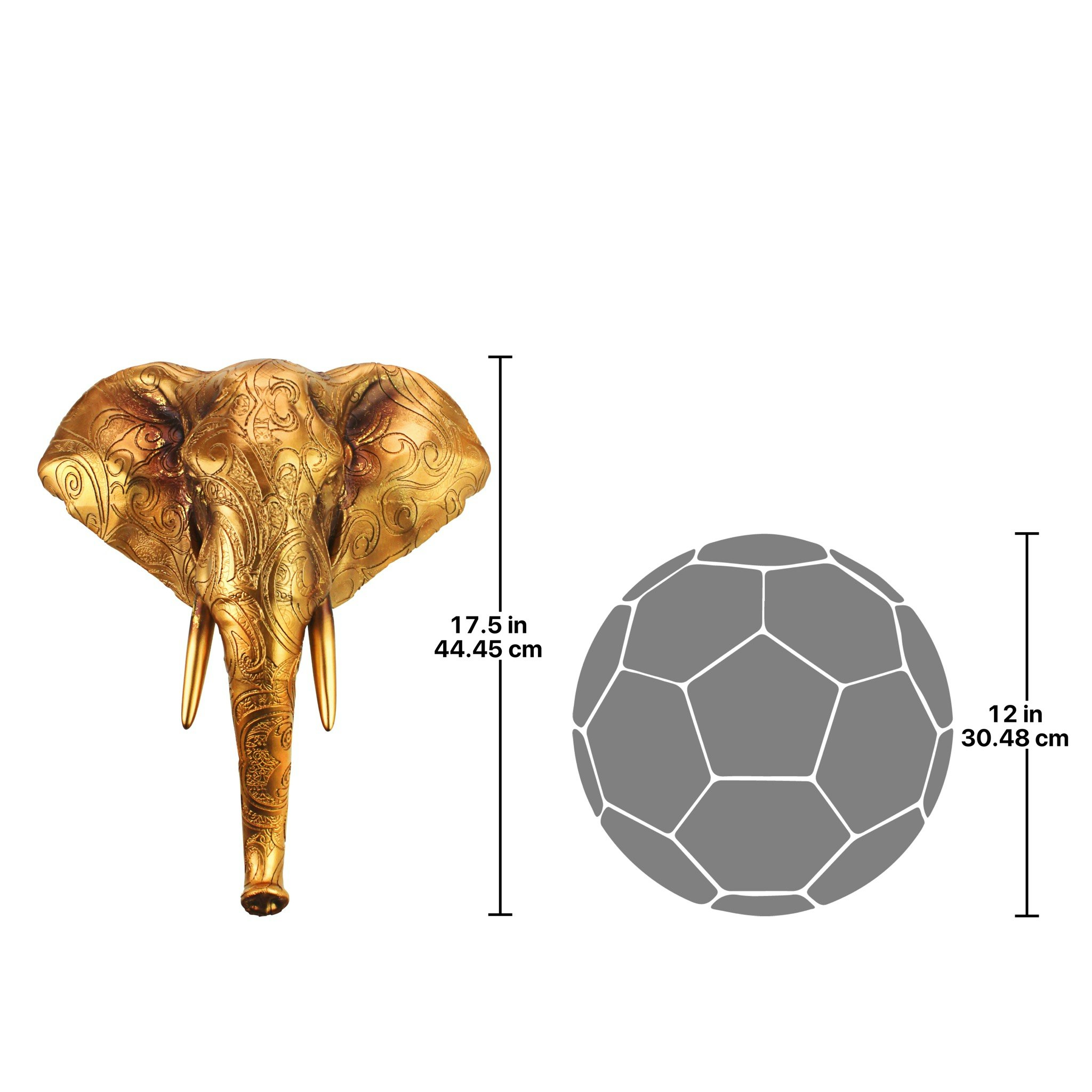 Toscano - Good Fortune Golden Mandala Elephant Wall Sculpture
