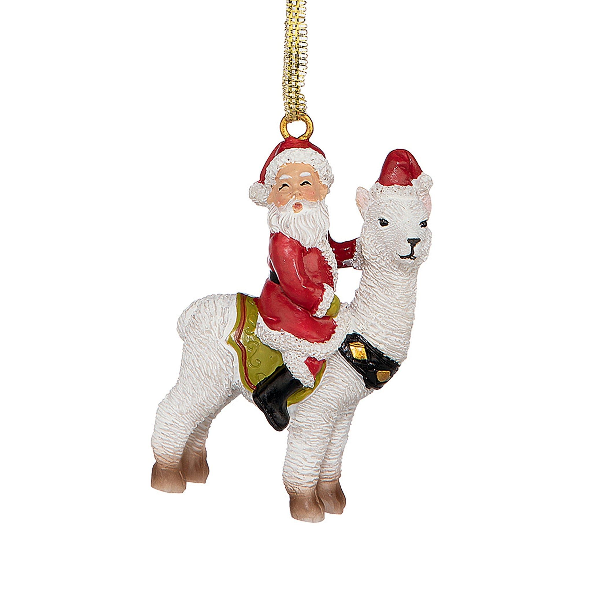 Toscano - Santa New Xmas Ride Llama Holiday Ornament