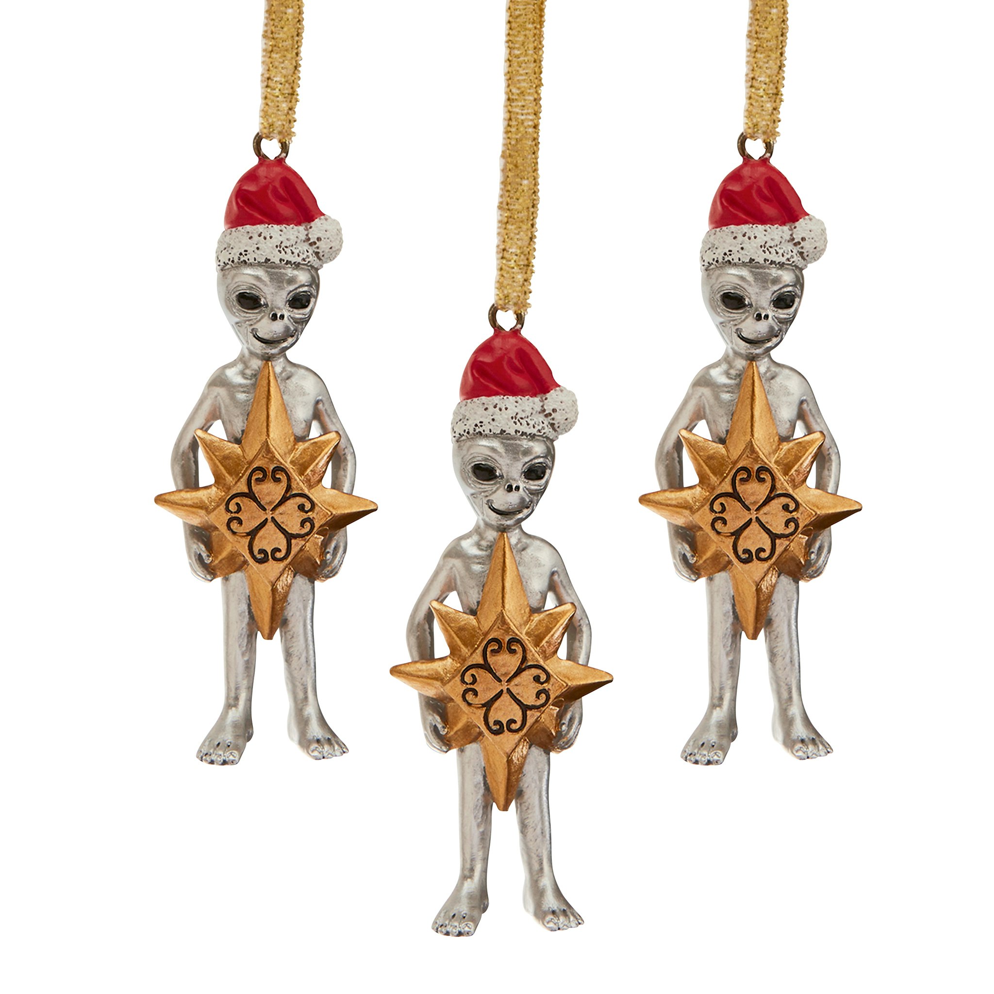 Toscano - Set of 3 Wiseman Star Christmas Alien Holiday Ornaments