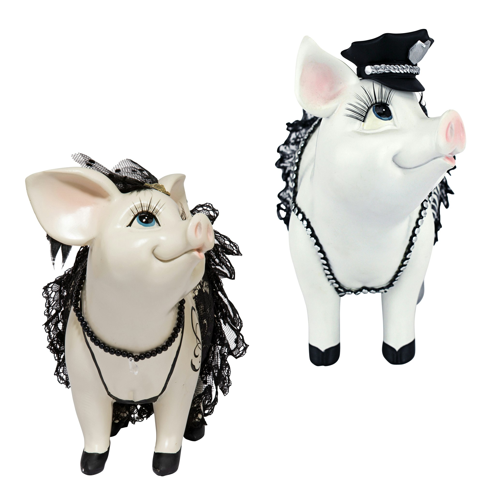 Toscano - Lace and Lard and Porker on Patrol Pig Statues