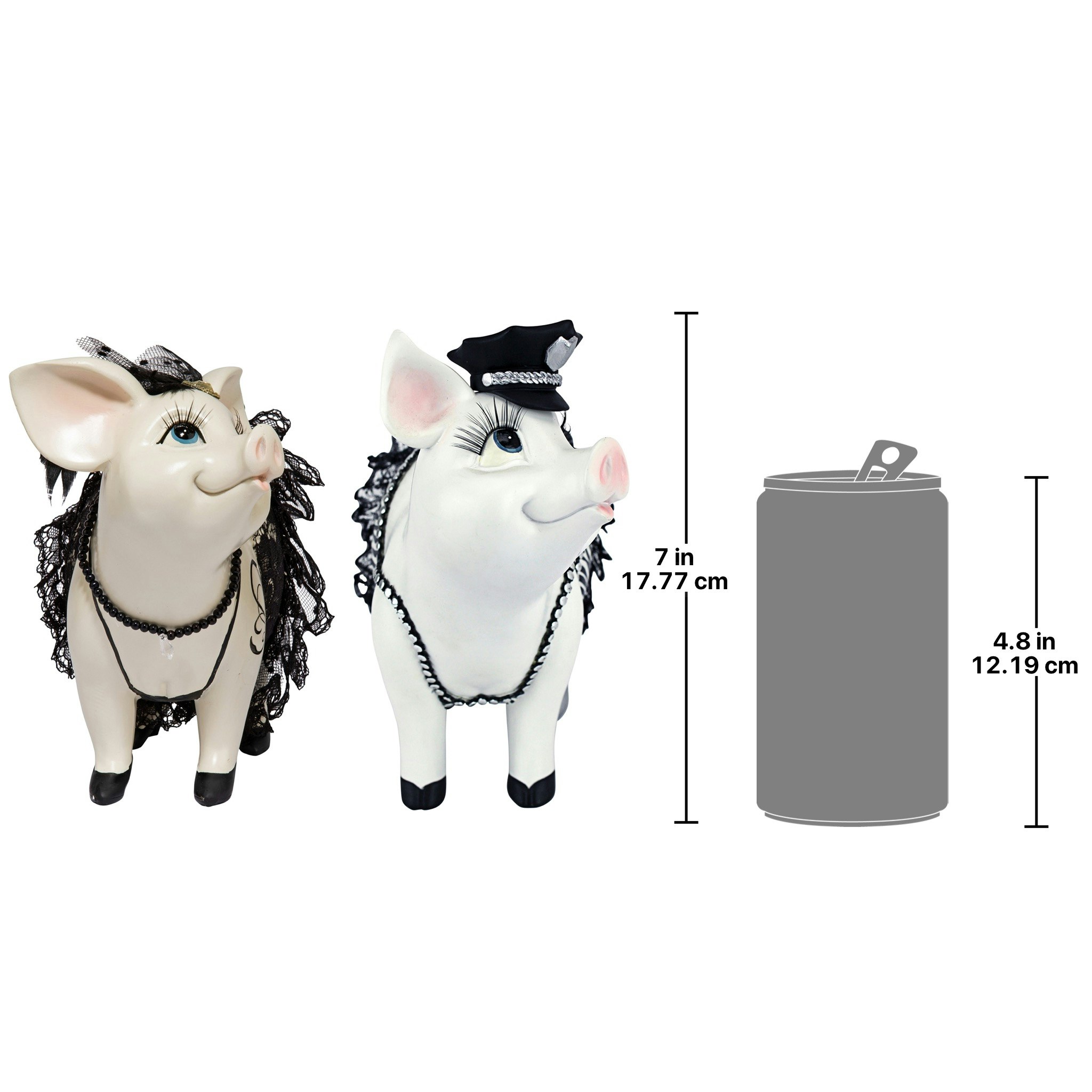 Toscano - Lace and Lard and Porker on Patrol Pig Statues