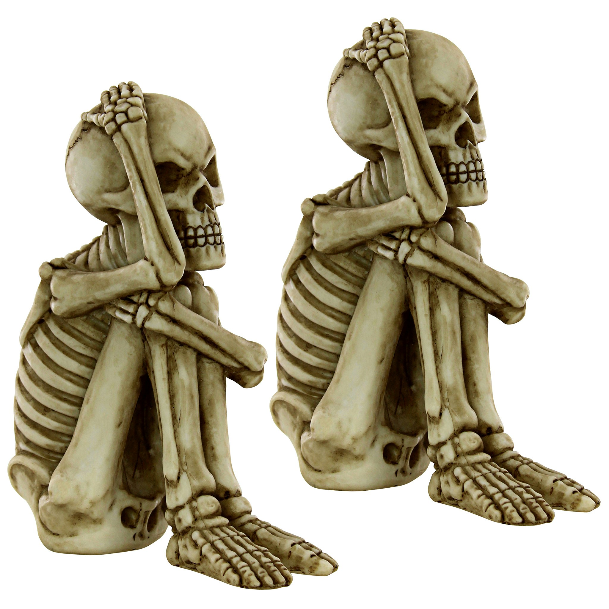 Toscano - Set of 2 Mr. Bone Jangles Skeleton Sitter Statues