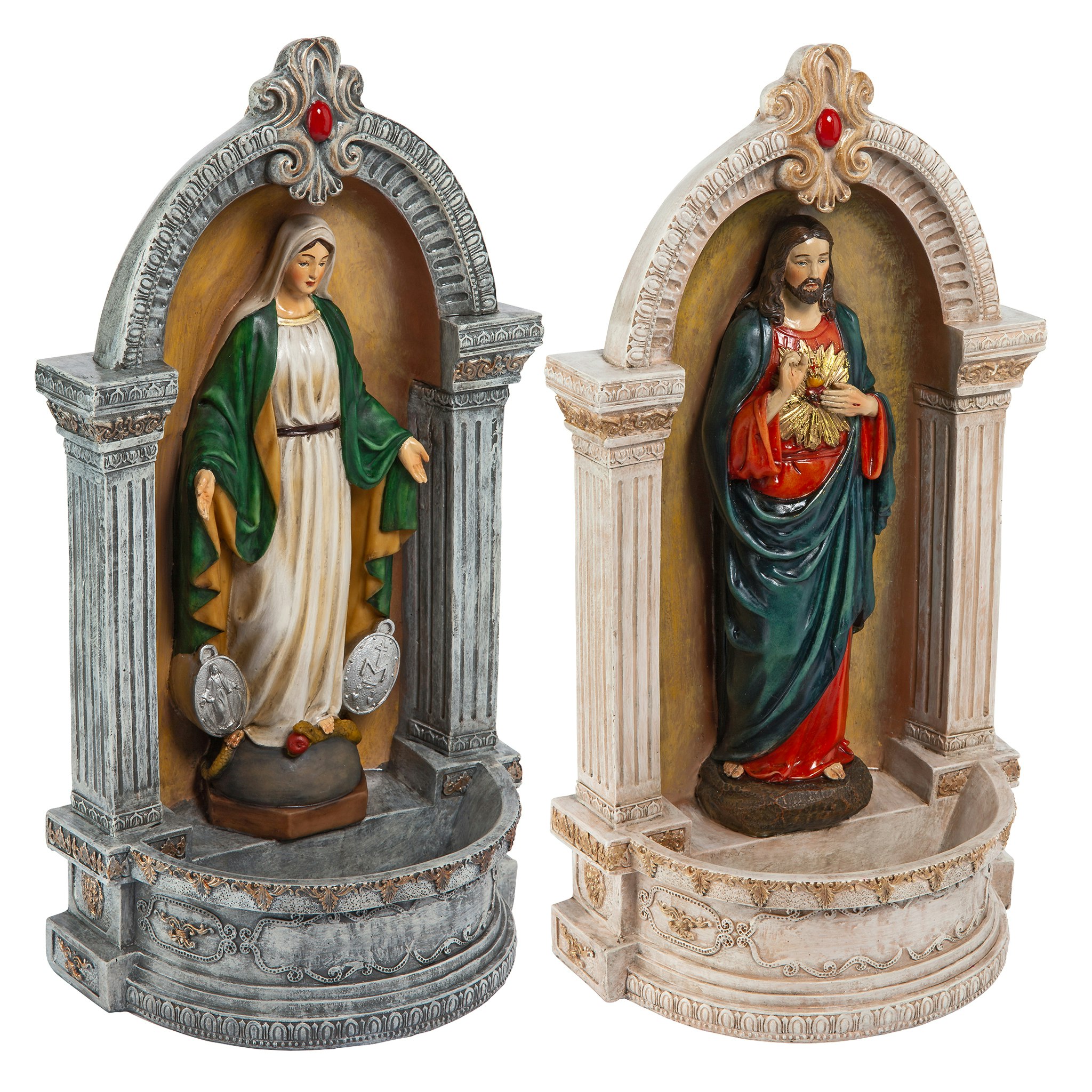 Toscano - Set of 2 Holy Family Devotionals Italian-Style Font StatuesSet of Two