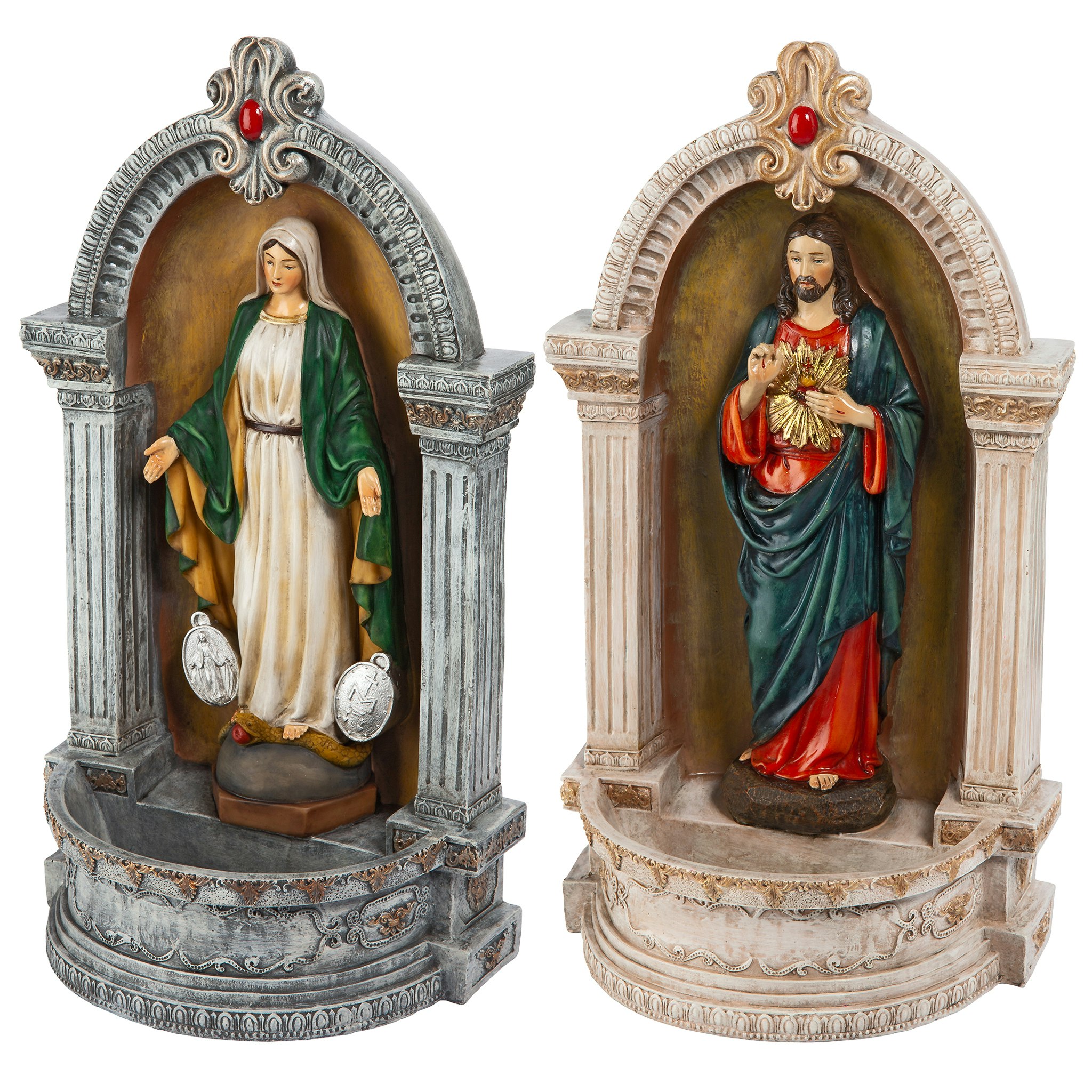 Toscano - Set of 2 Holy Family Devotionals Italian-Style Font StatuesSet of Two