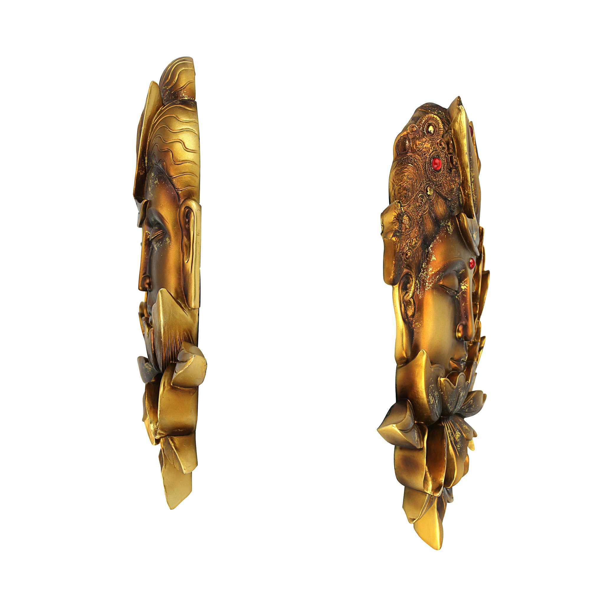 Toscano - Set of 2 Enlightened Deities Buddha and Guan Yin Wall Sculptures