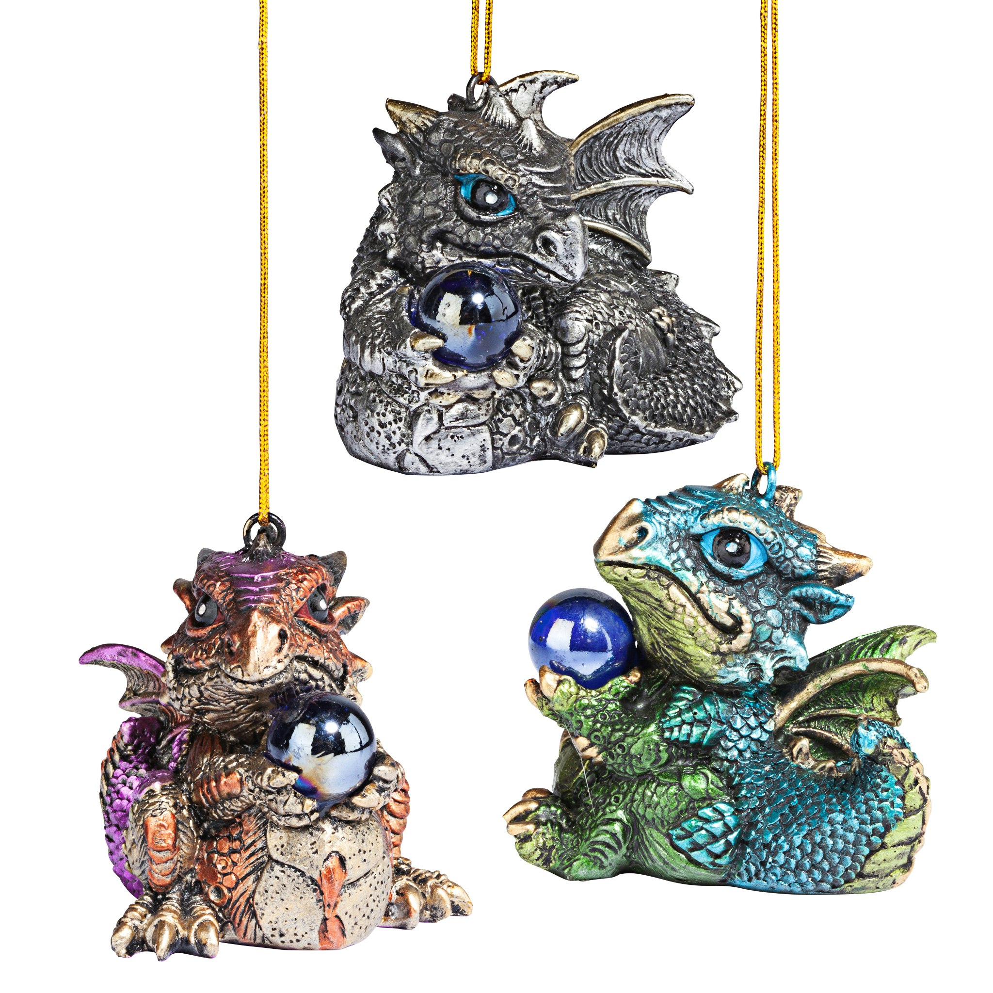 Toscano - Set of Three Dragon Virtues Gothic Holiday Ornaments