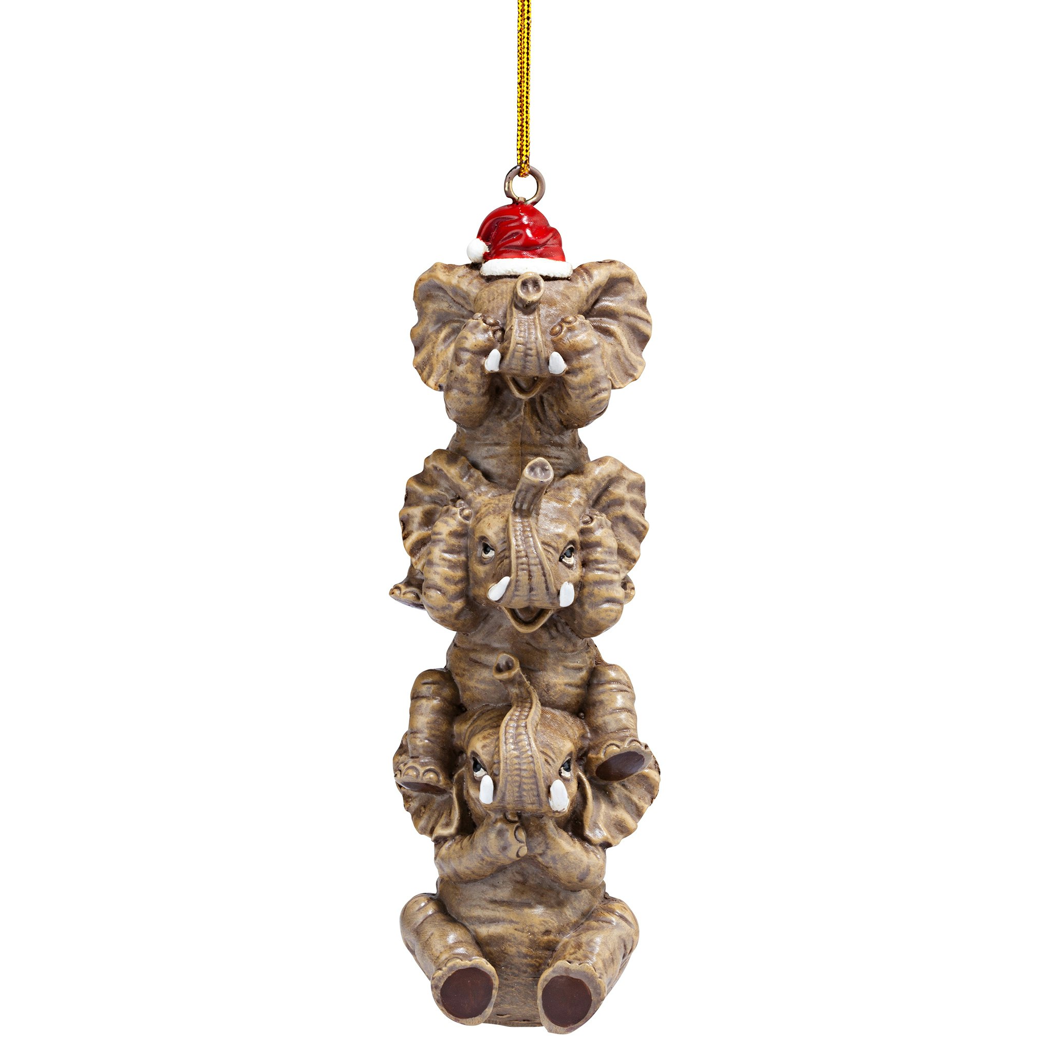Toscano - See Speak Hear No Evil Elephant Holiday Ornament