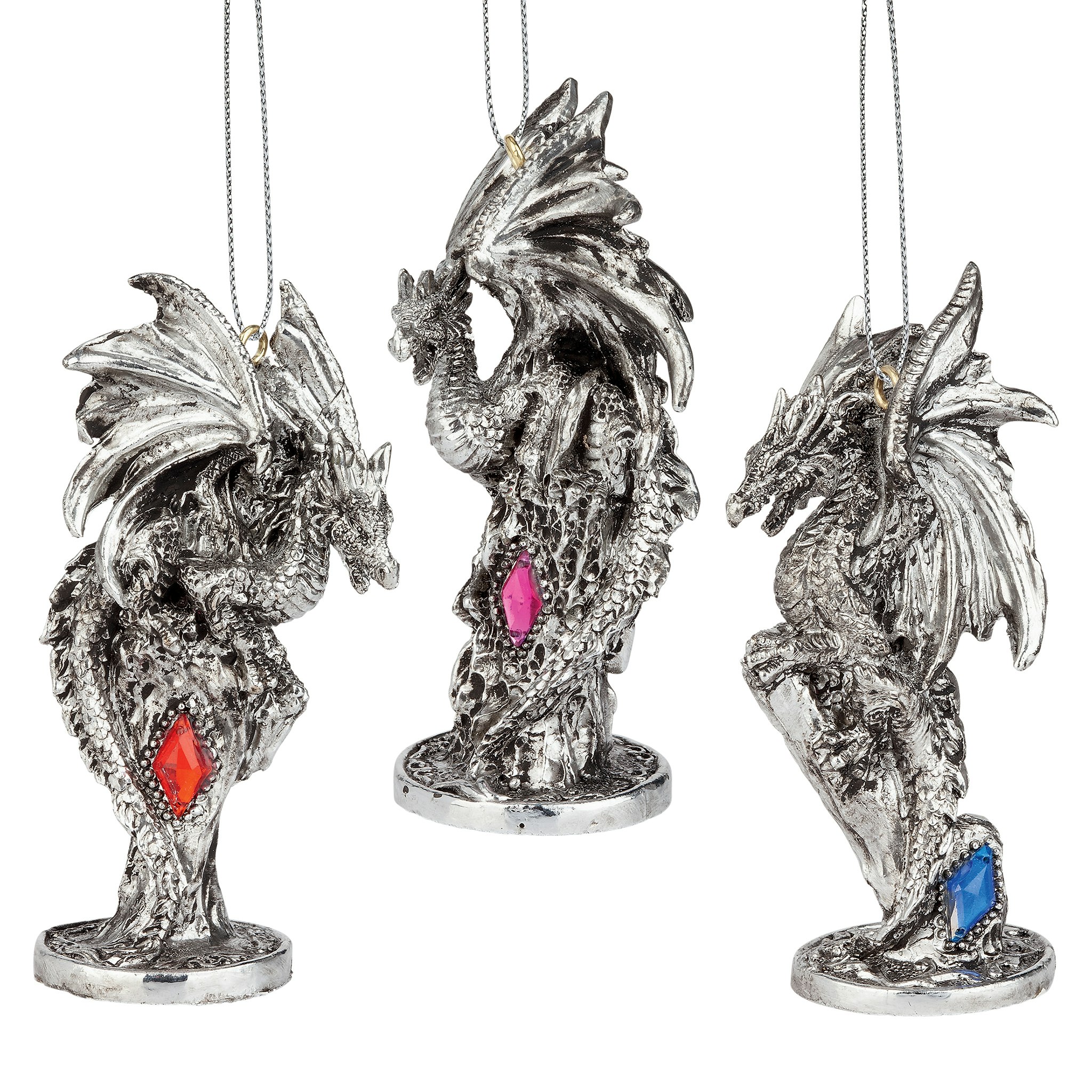 Toscano - Set of Three Dragons of the Amesbury Holiday Gemstone Ornaments