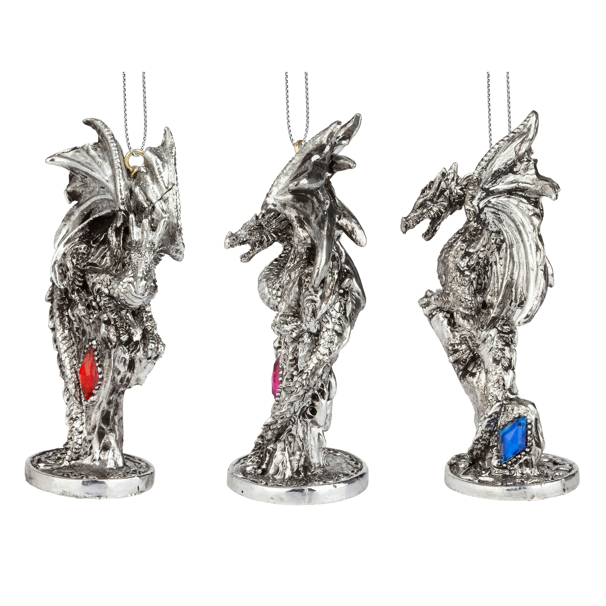 Toscano - Set of Three Dragons of the Amesbury Holiday Gemstone Ornaments