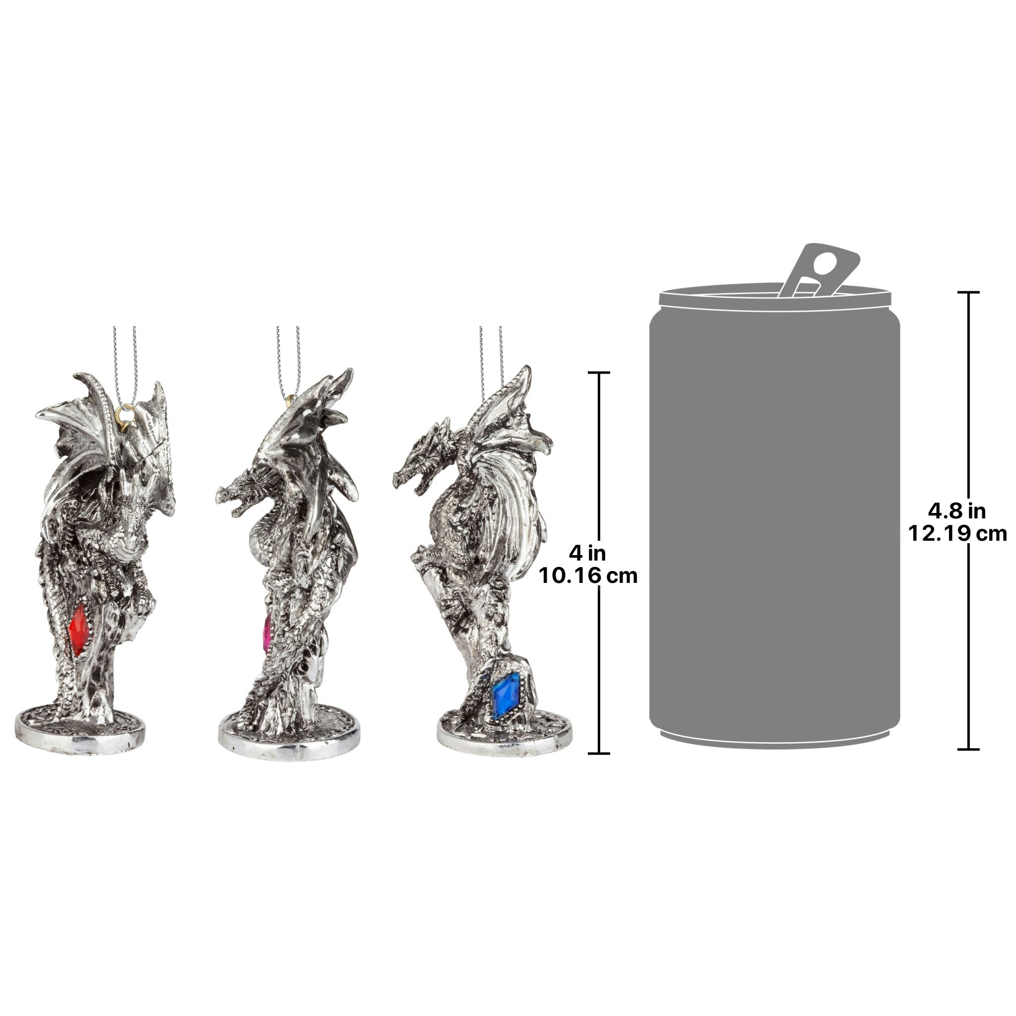Toscano - Set of Three Dragons of the Amesbury Holiday Gemstone Ornaments