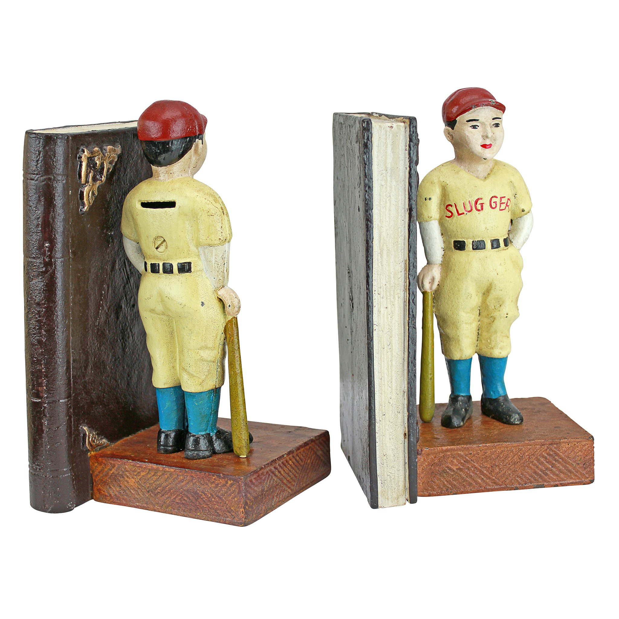Toscano - Vintage Baseball Slugger Sculptural Bookend Pair in Cast Iron