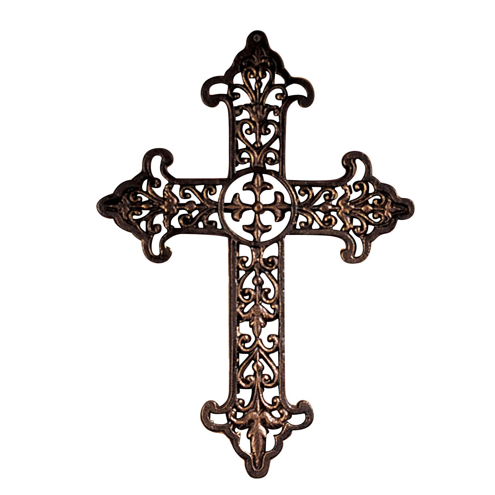 Toscano - French Fleur de Lis Cast Iron Cross Wall Sculpture