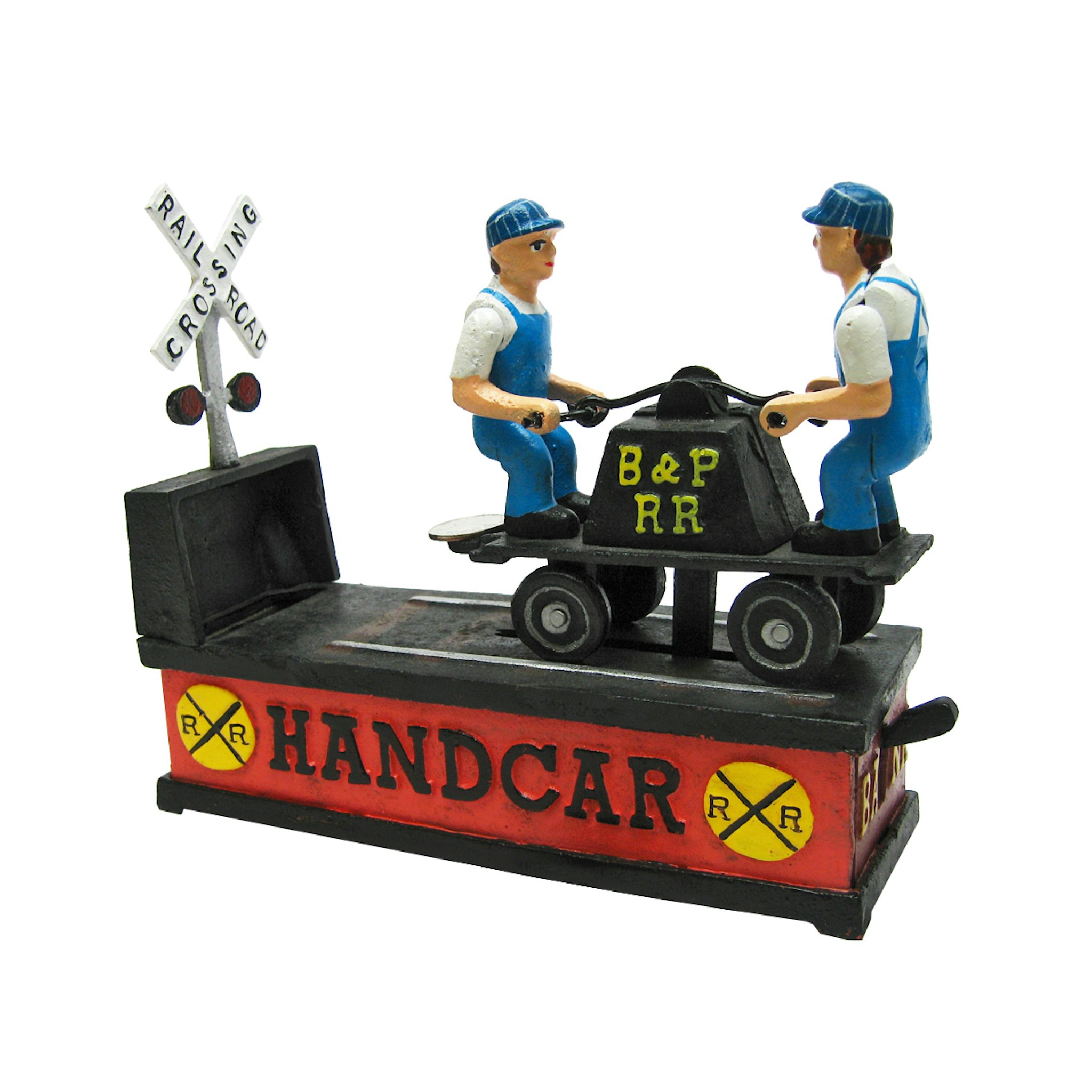 Toscano - Railroad Handcar Collectors Die Mechanical Coin Bank