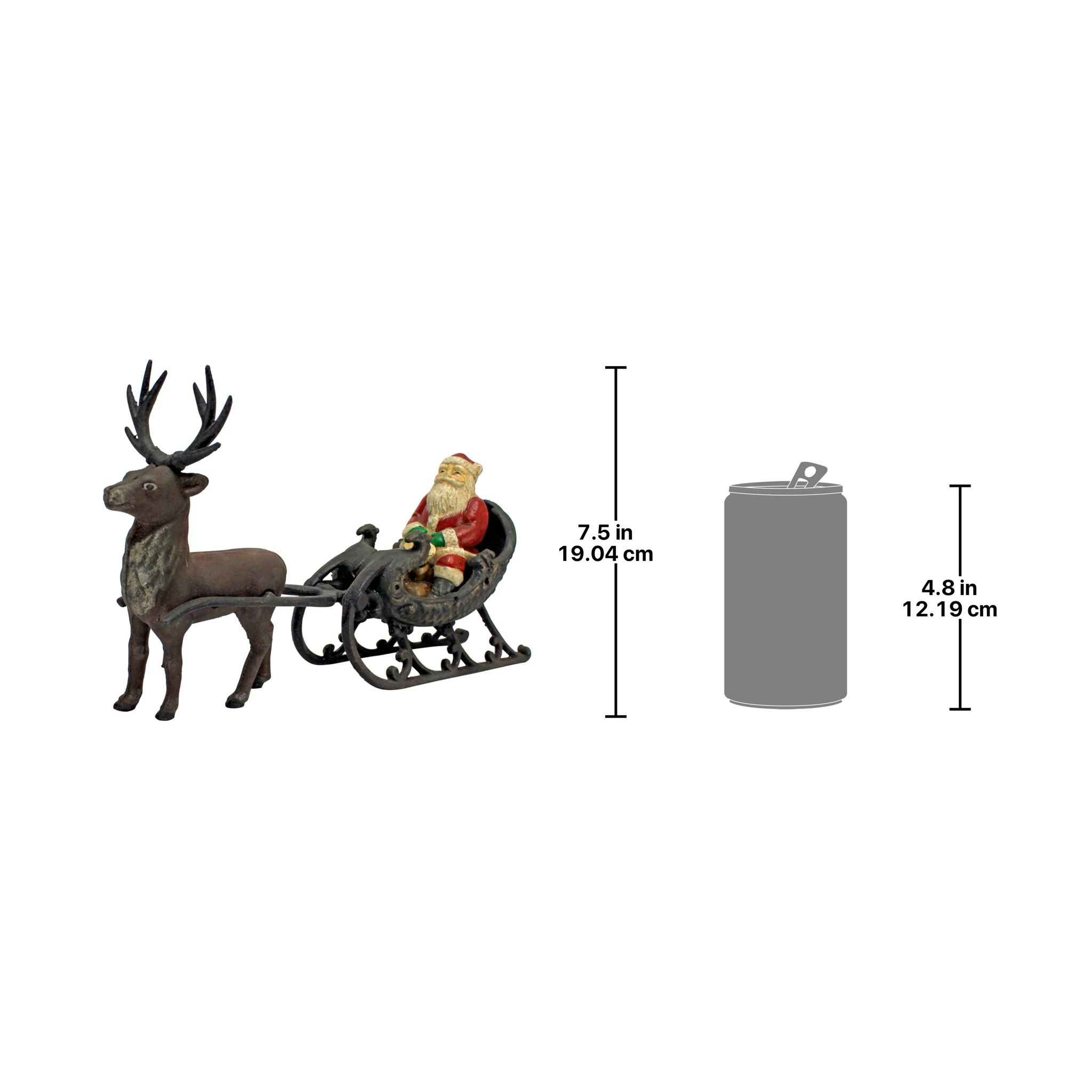 Toscano - Christmas Santa on Sleigh with Reindeer Statue