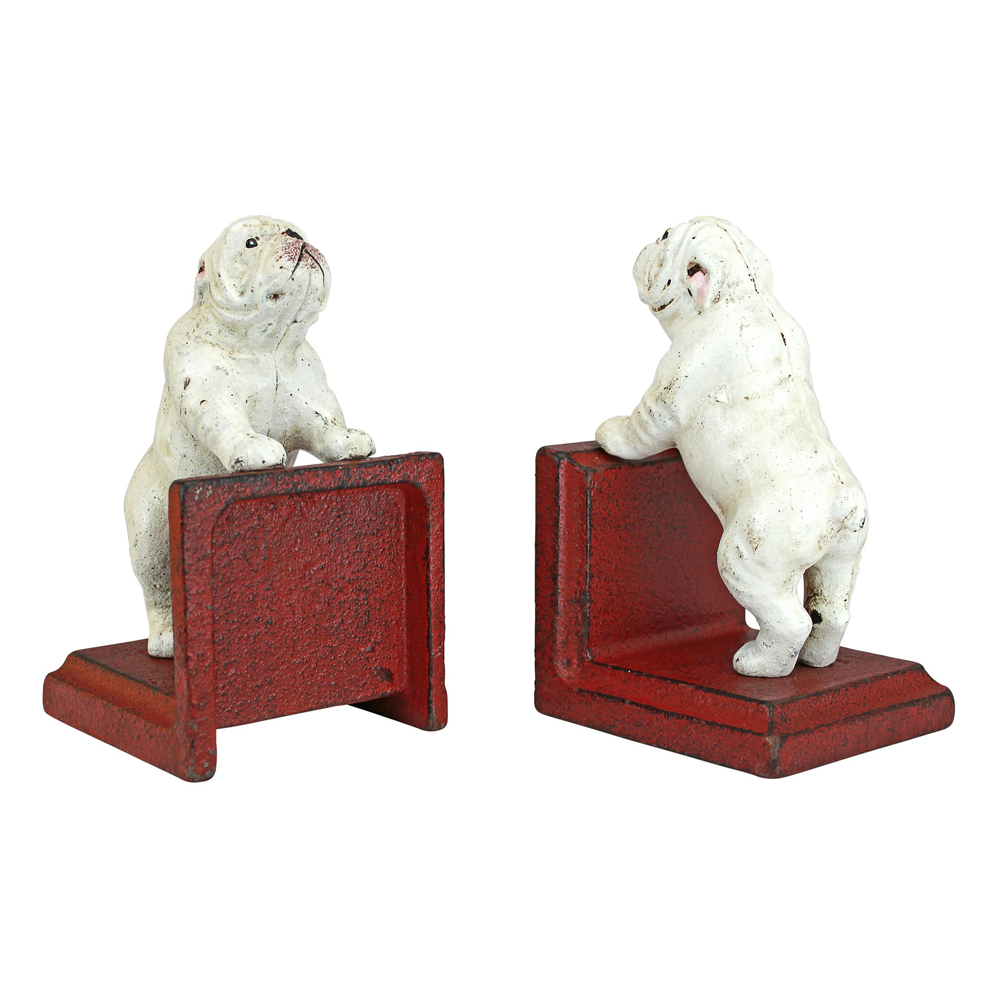 Toscano - Over the Fence Bulldog Sculptural Bookend Pair in Cast Iron