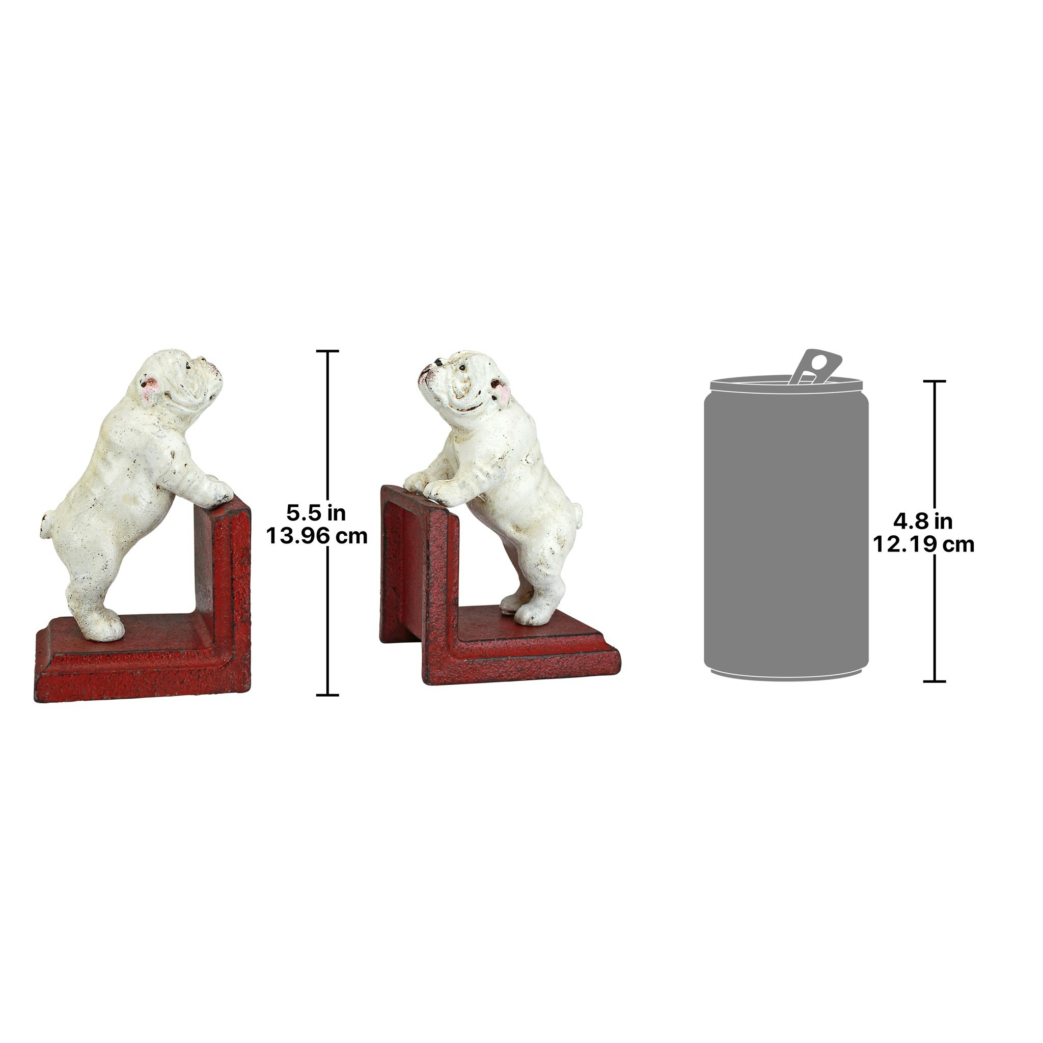 Toscano - Over the Fence Bulldog Sculptural Bookend Pair in Cast Iron