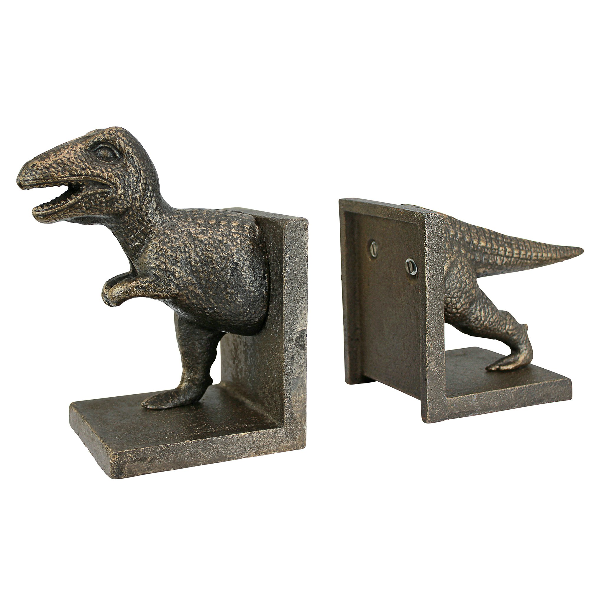 Toscano - T-Rex Dinosaur Sculptural Bookend Pair in Cast Iron