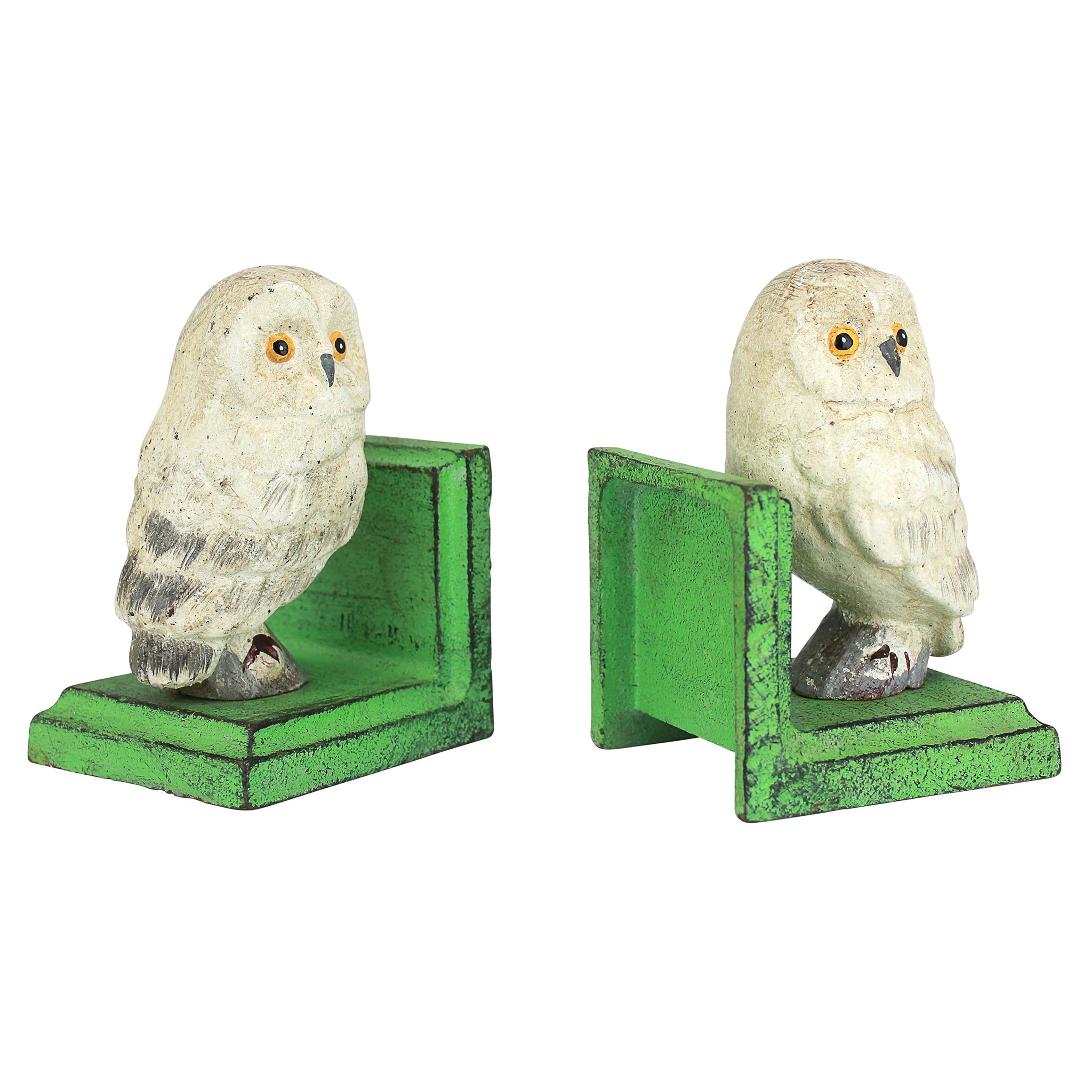 Toscano - Wise Snowy Owl Sculptural Bookend Pair in Cast Iron