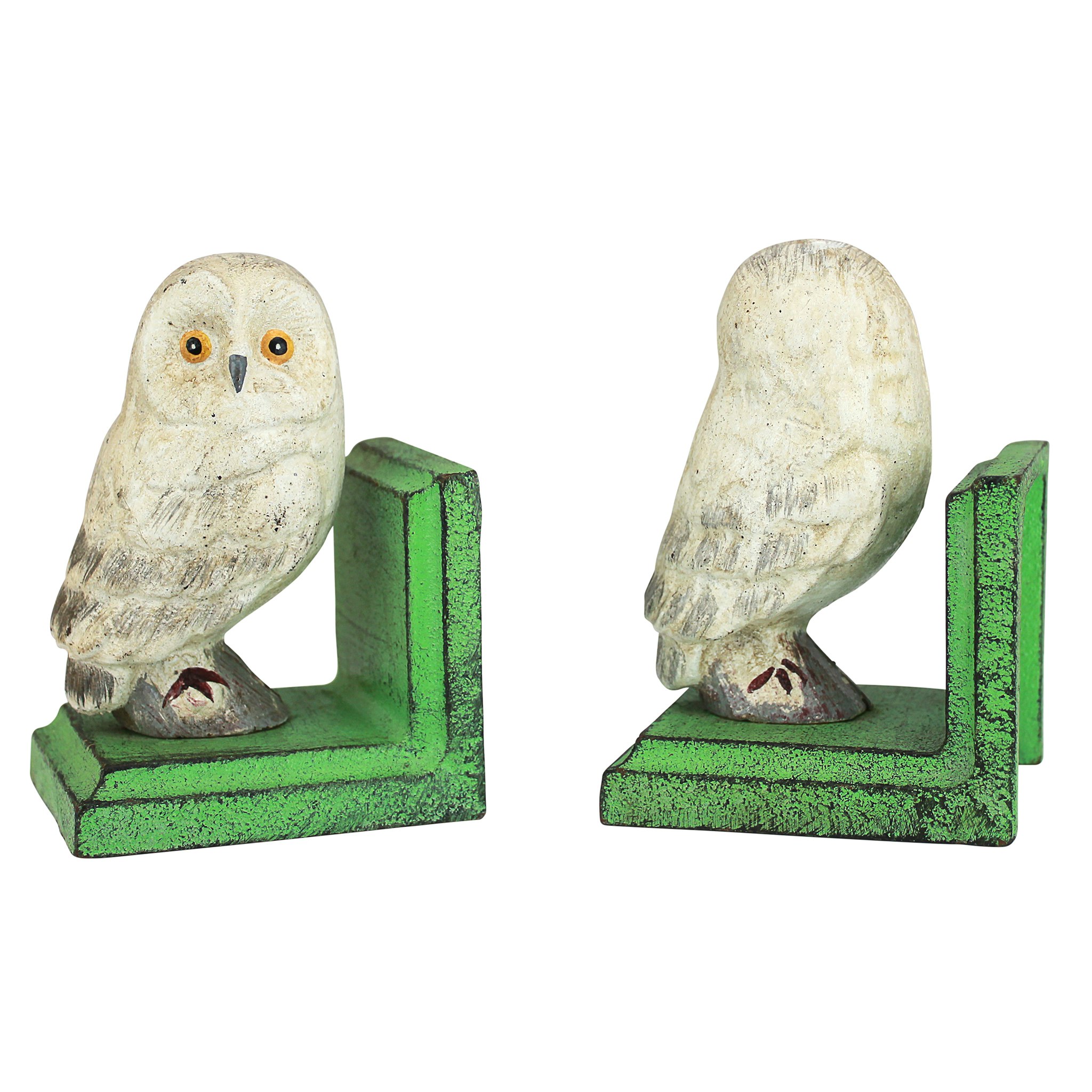 Toscano - Wise Snowy Owl Sculptural Bookend Pair in Cast Iron