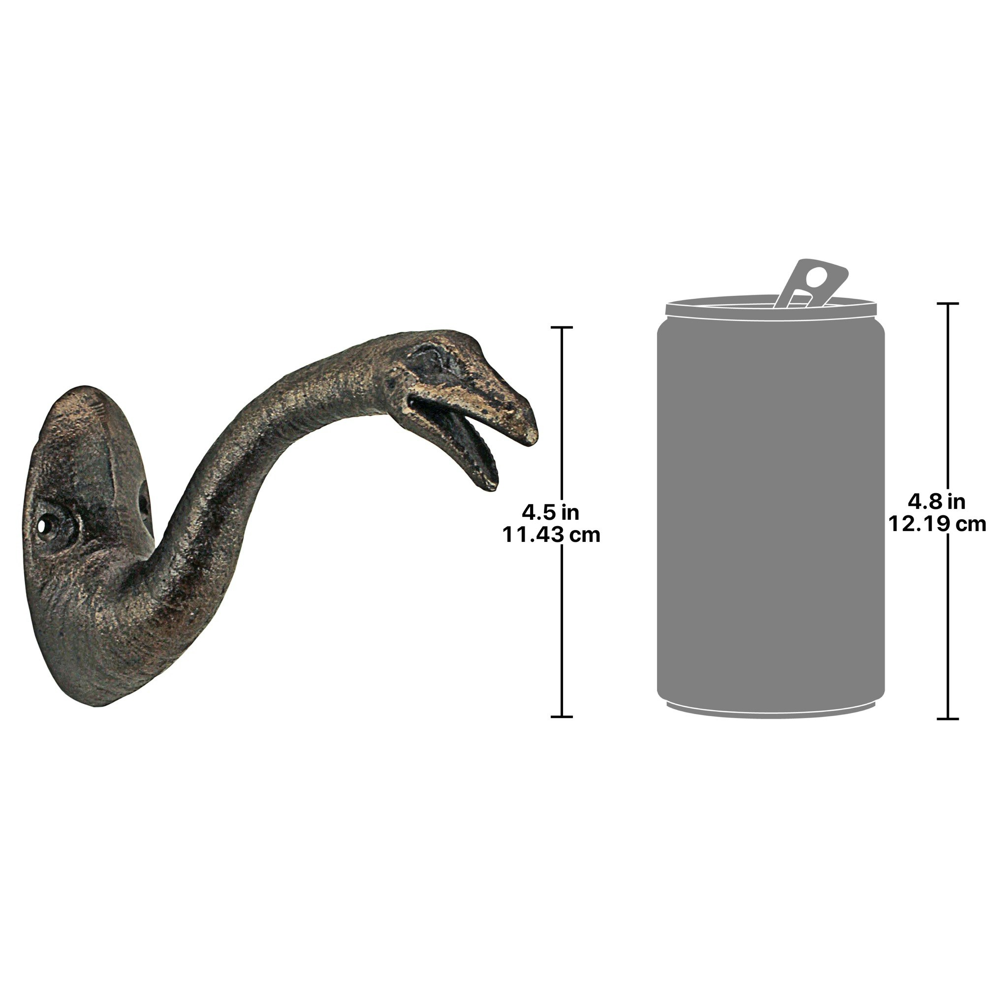 Toscano - Brachiosaurus Decorative Dinosaur Wall Hook in Foundry Cast Iron