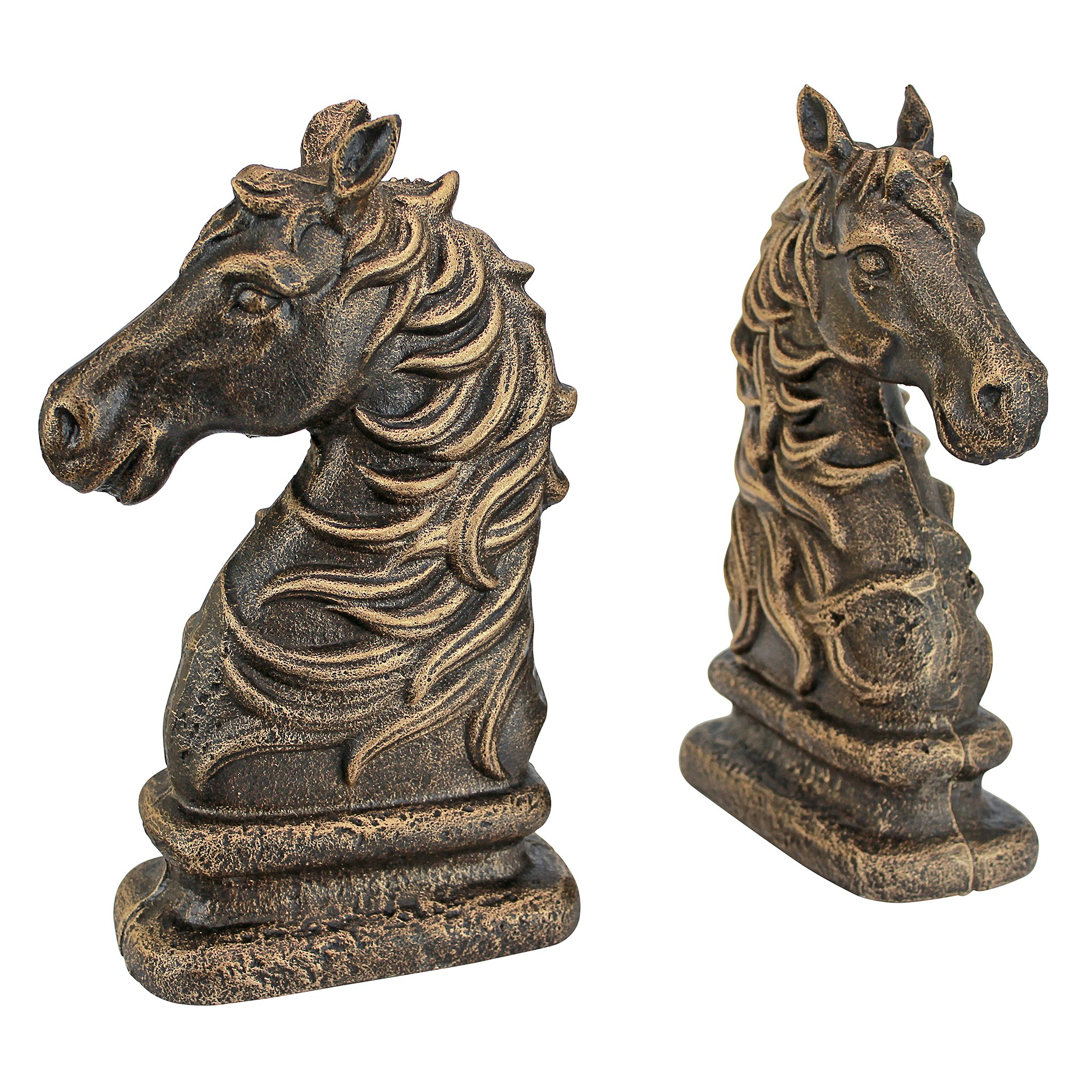Toscano - Stallion Silhouette Horse Sculptural Bookend Pair in Cast Iron