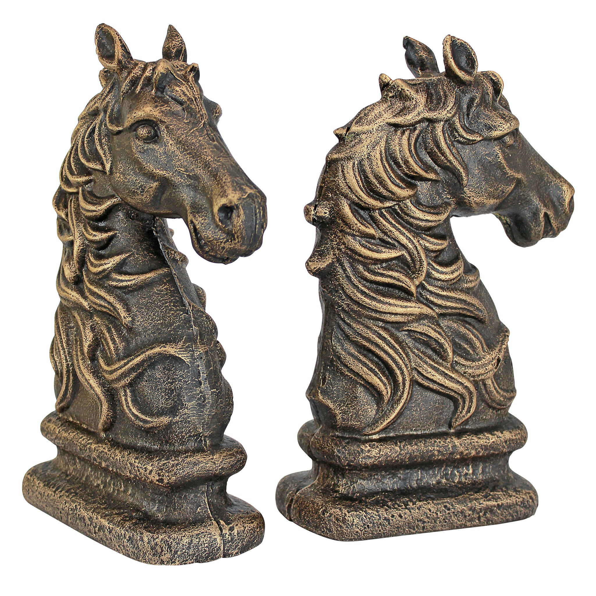 Toscano - Stallion Silhouette Horse Sculptural Bookend Pair in Cast Iron