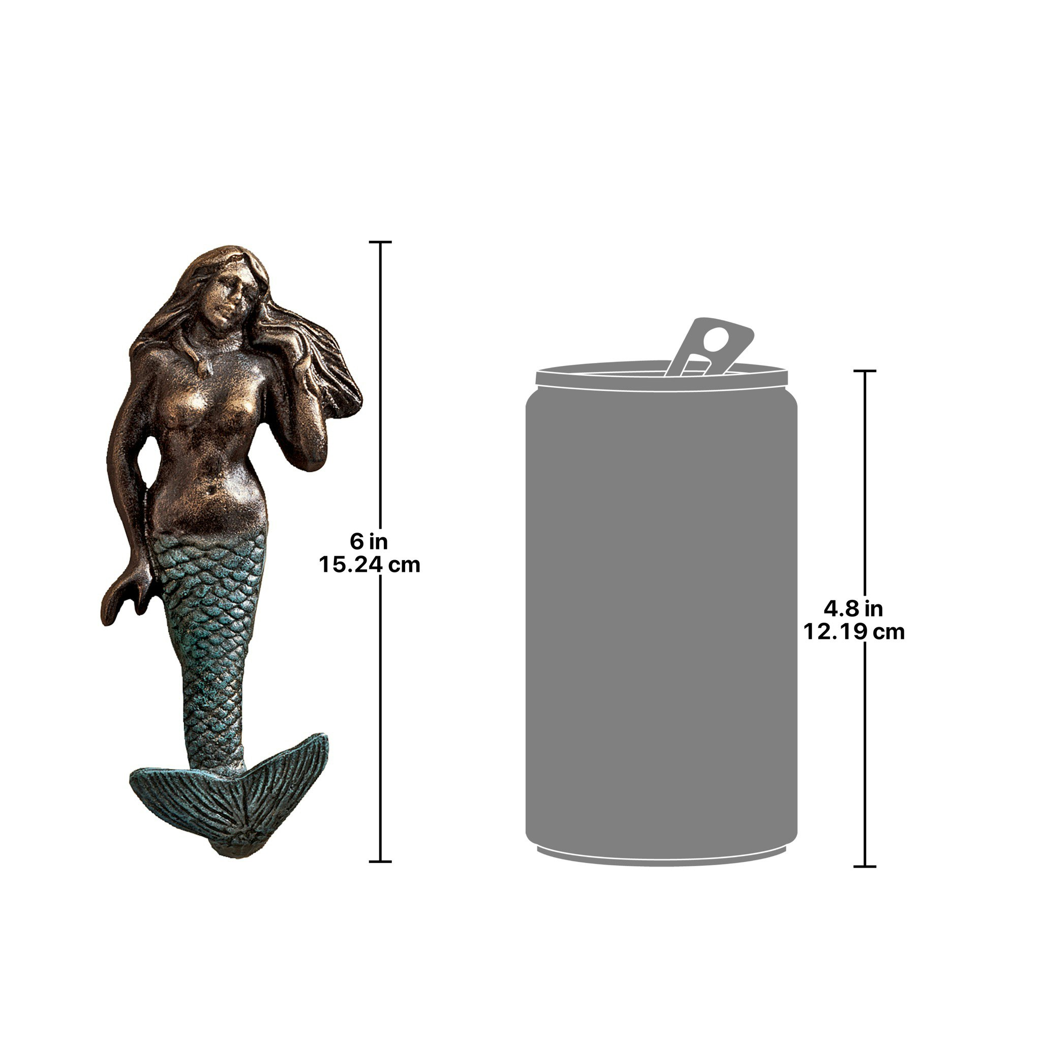 Toscano - Mermaid Hook in Foundry Iron Wall