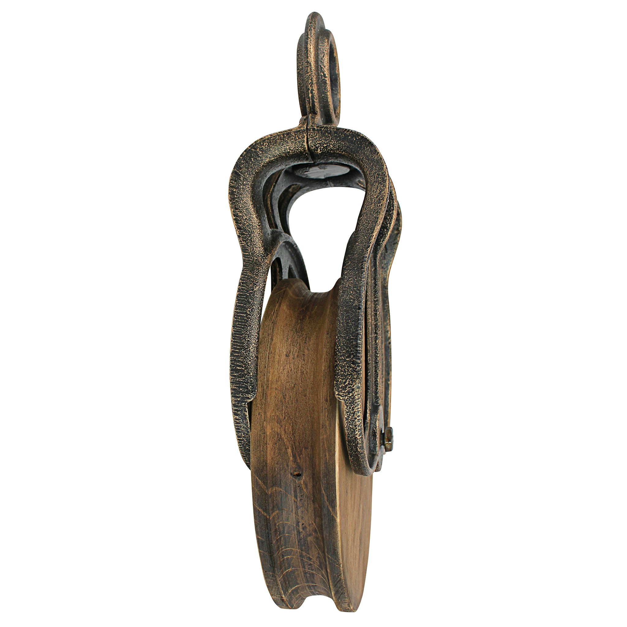 Toscano Vintage-Style Cast Iron and Wood Wheel Farm Pulley - Cast Iron/Wood, Giant