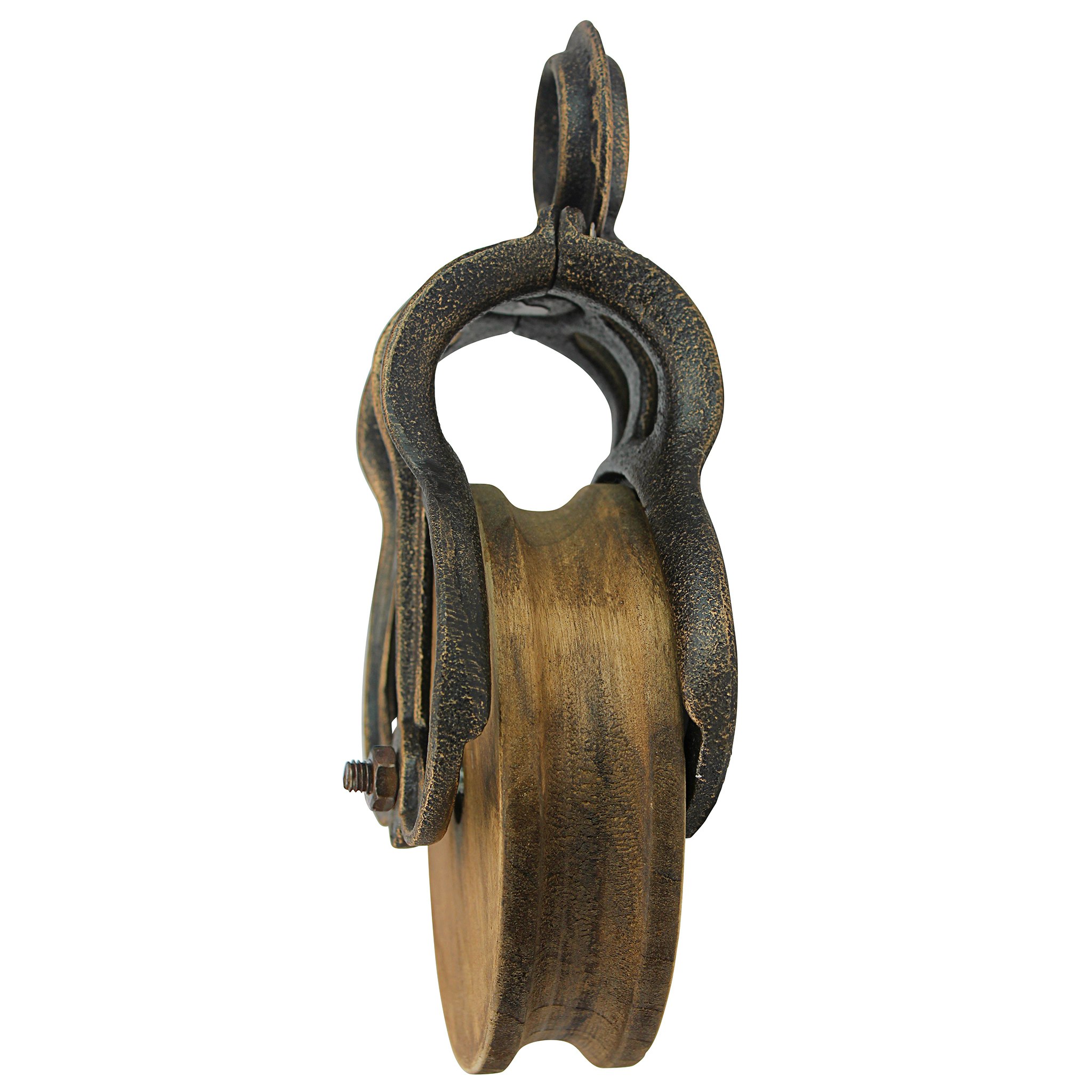 Toscano Vintage-Style Cast Iron and Wood Wheel Farm Pulley - Cast Iron/Wood, Large