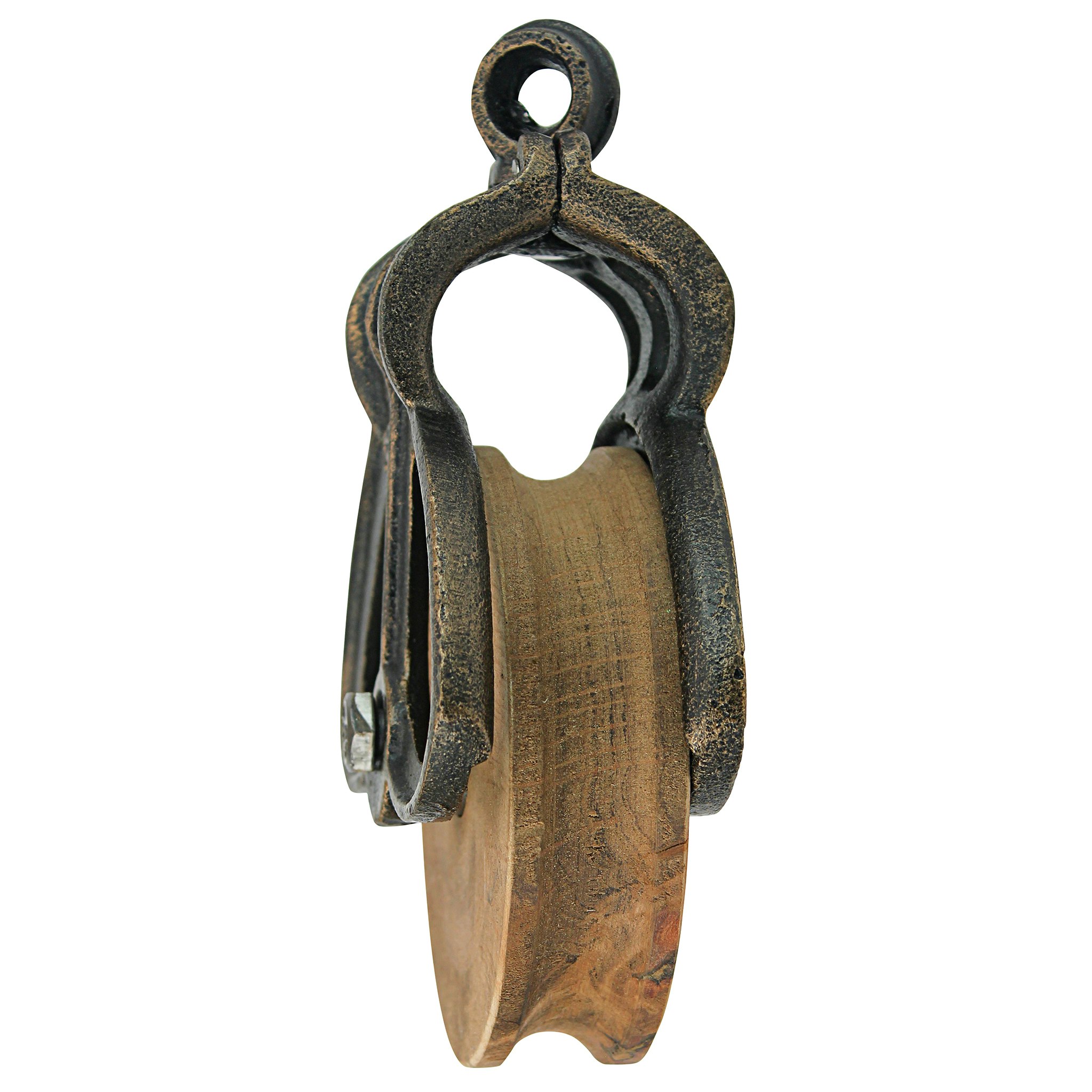 Toscano Vintage-Style Cast Iron and Wood Wheel Farm Pulley - Cast Iron/Wood, Medium