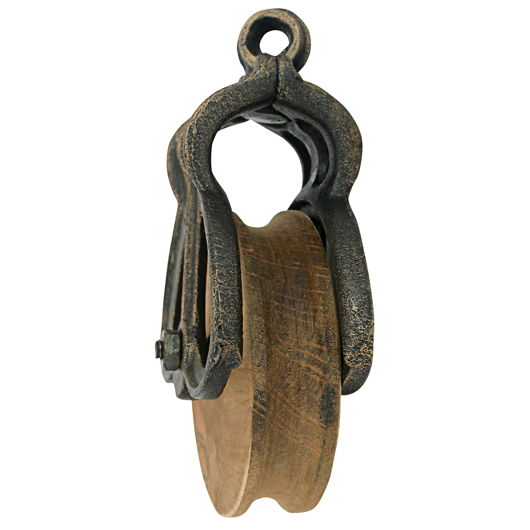Toscano Vintage-Style Cast Iron and Wood Wheel Farm Pulley - Cast Iron/Wood, Medium