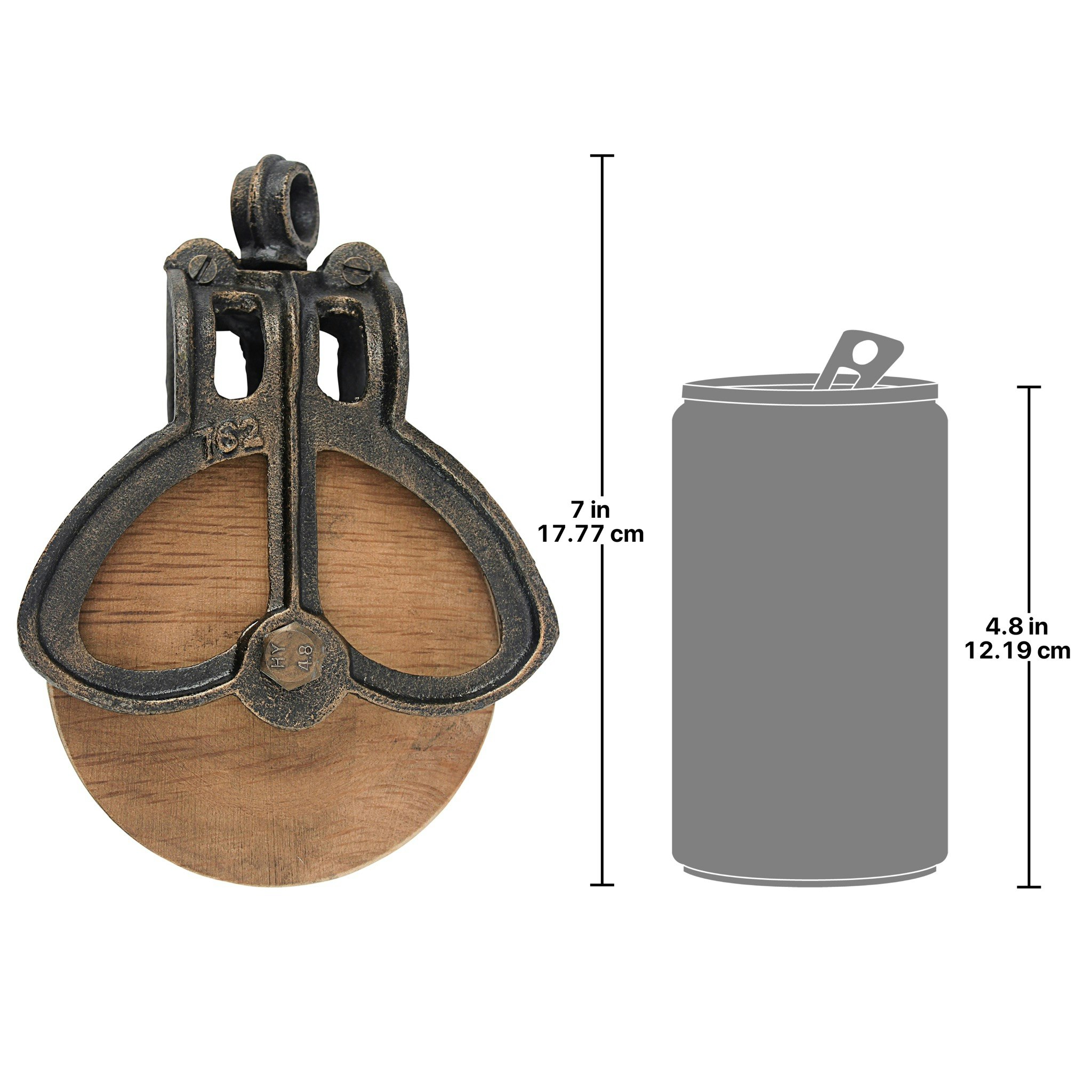 Toscano Vintage-Style Cast Iron and Wood Wheel Farm Pulley - Cast Iron/Wood, Medium