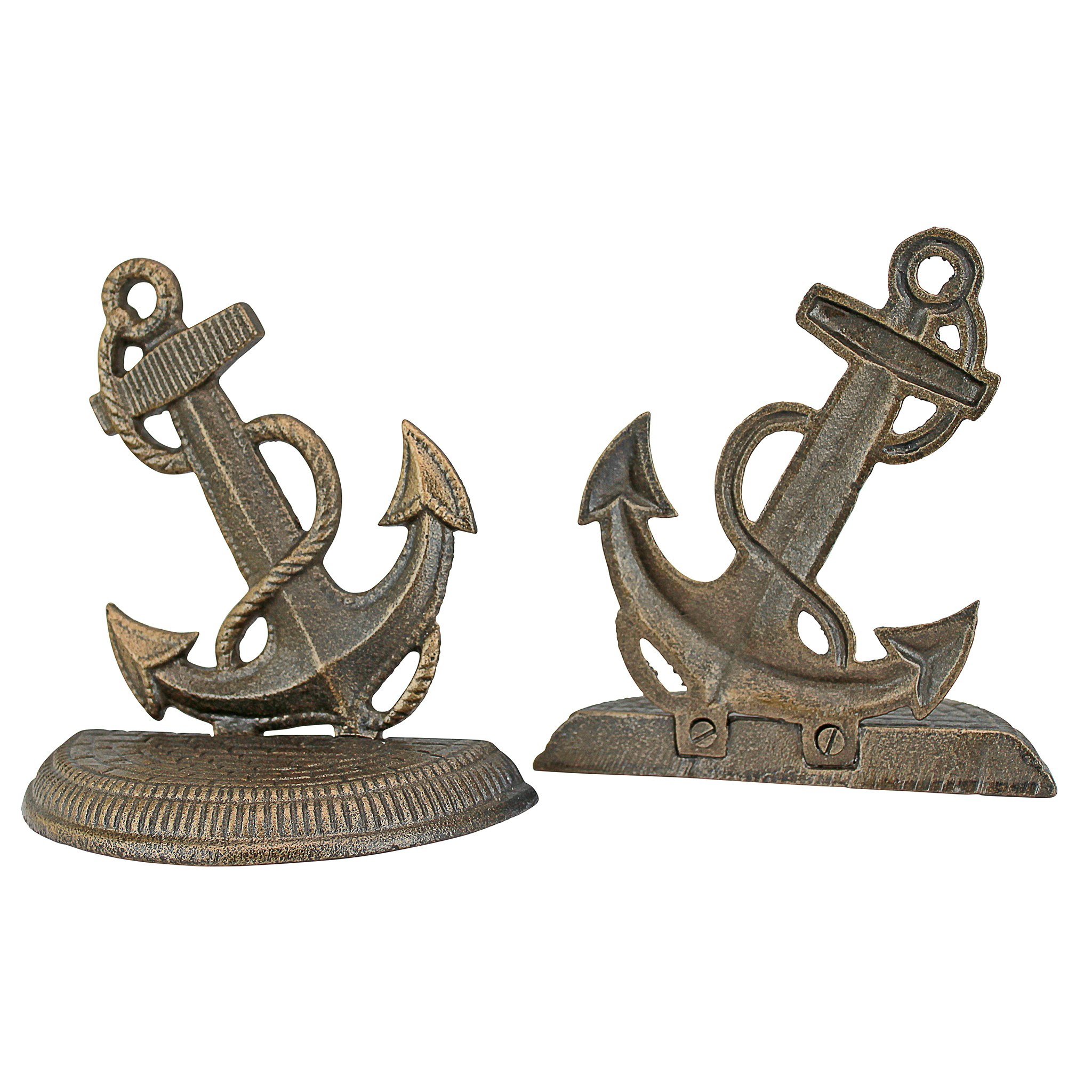 Toscano - Maritime Anchor Sculptural Bookend Pair in Cast Iron