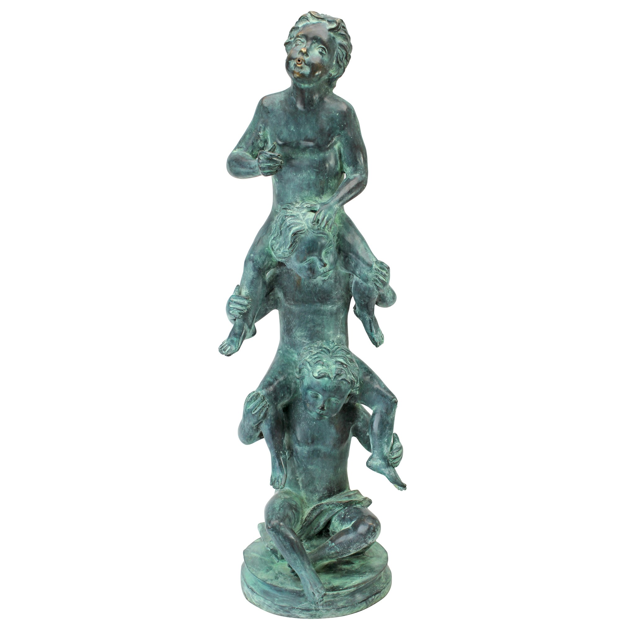 Toscano Child Play Stacked Children Spitting Statue - Large