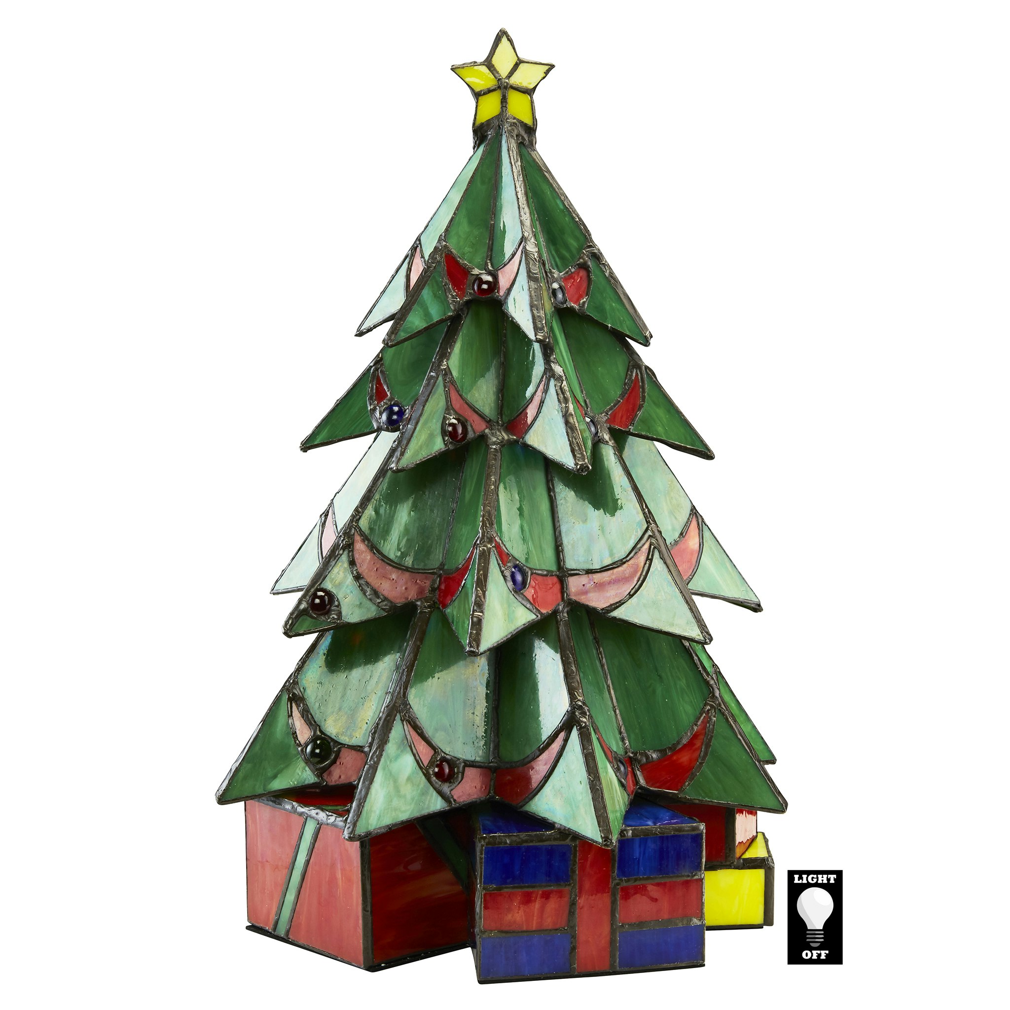 Toscano Illuminated Christmas Tree Lamp - Large, Stained Glass