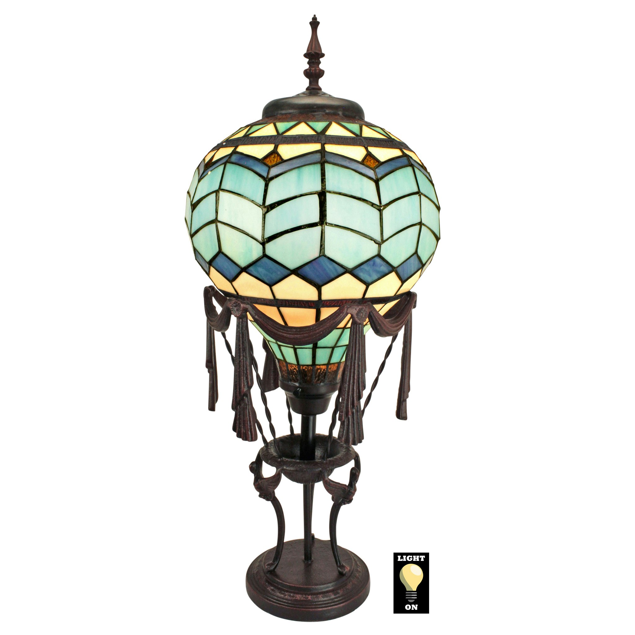 Toscano - Le Flesselles Hot Air Balloon Illuminated Stained Glass Statue