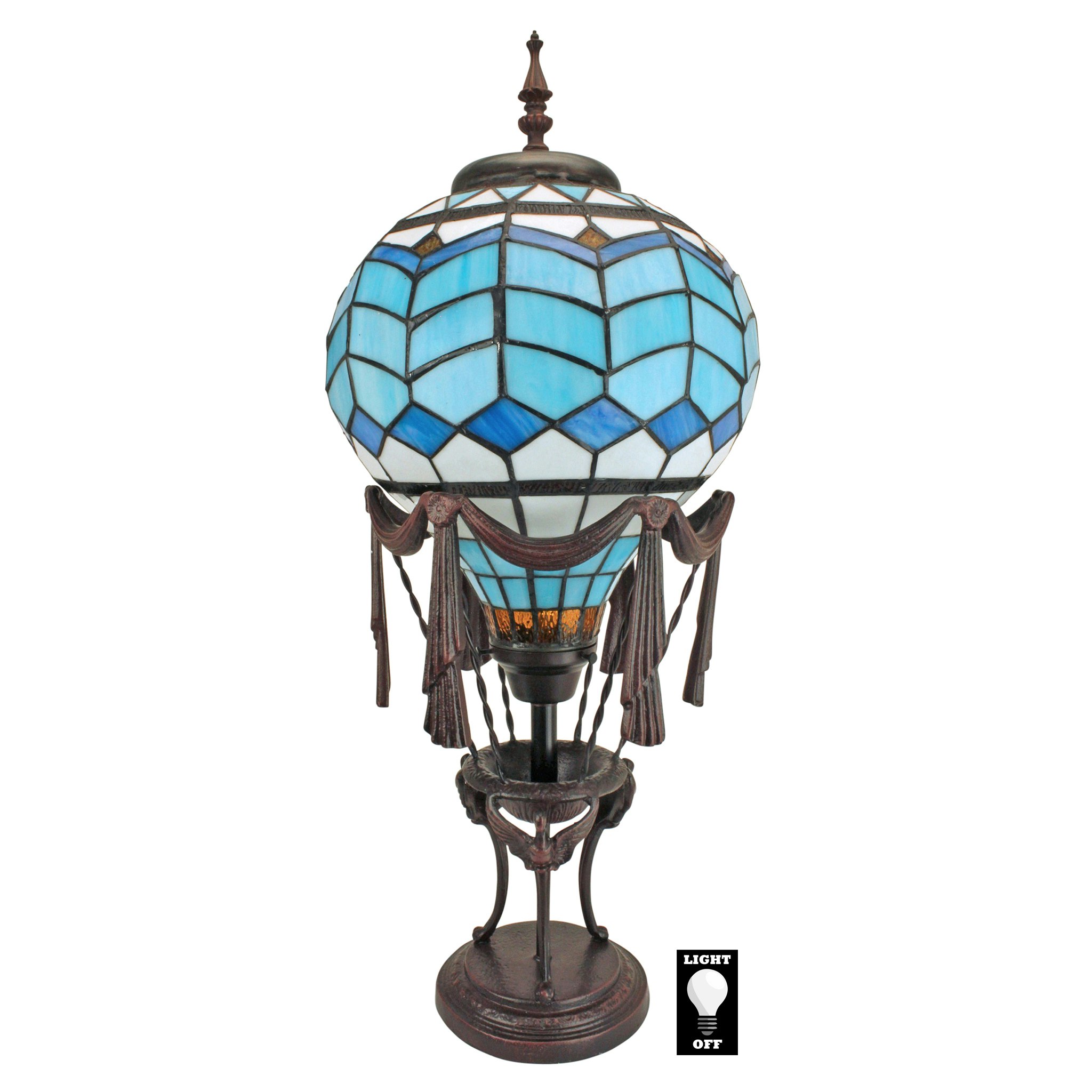 Toscano - Le Flesselles Hot Air Balloon Illuminated Stained Glass Statue