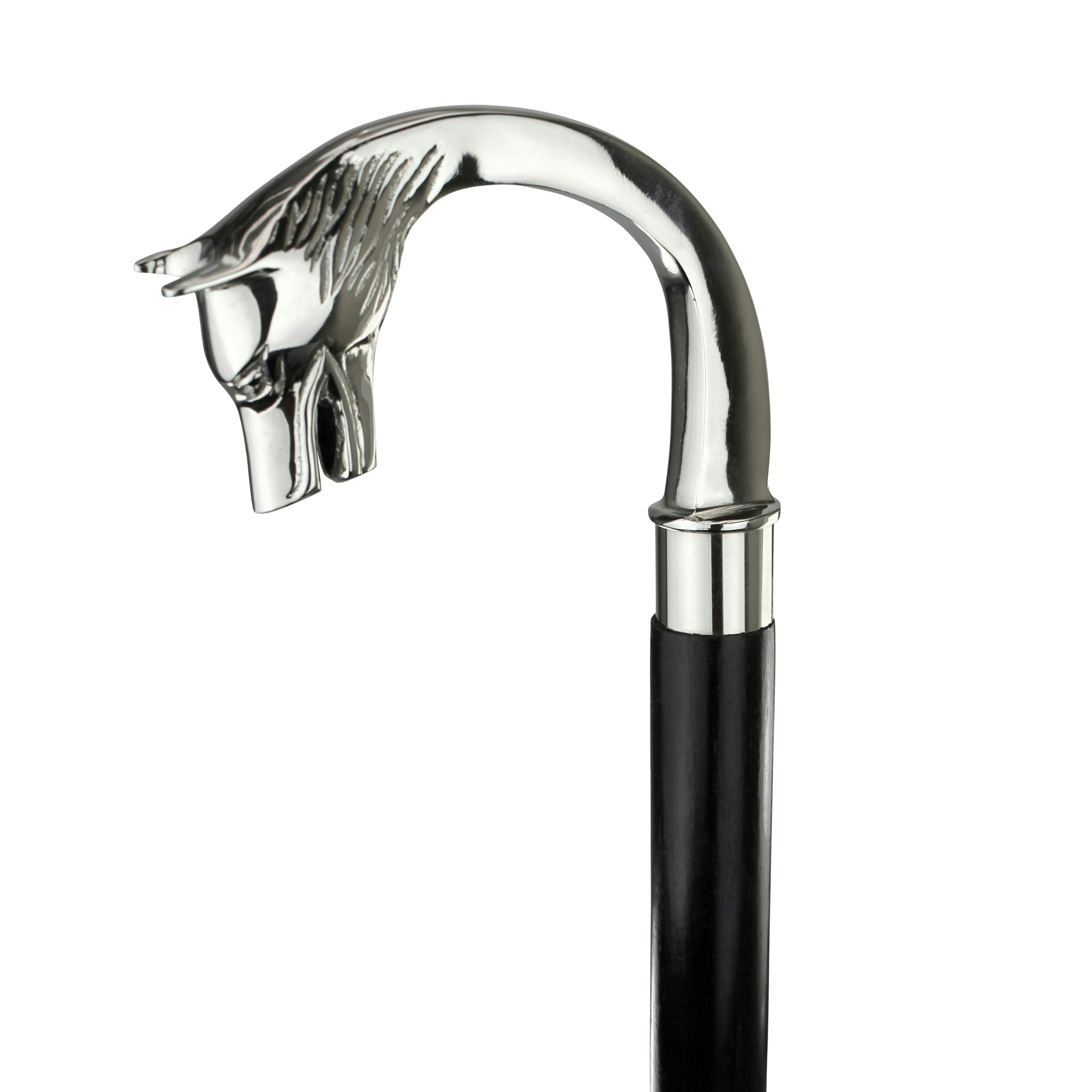Toscano - Empress Majestic Wolf Walking Stick in Brass Capstick/Hardwood