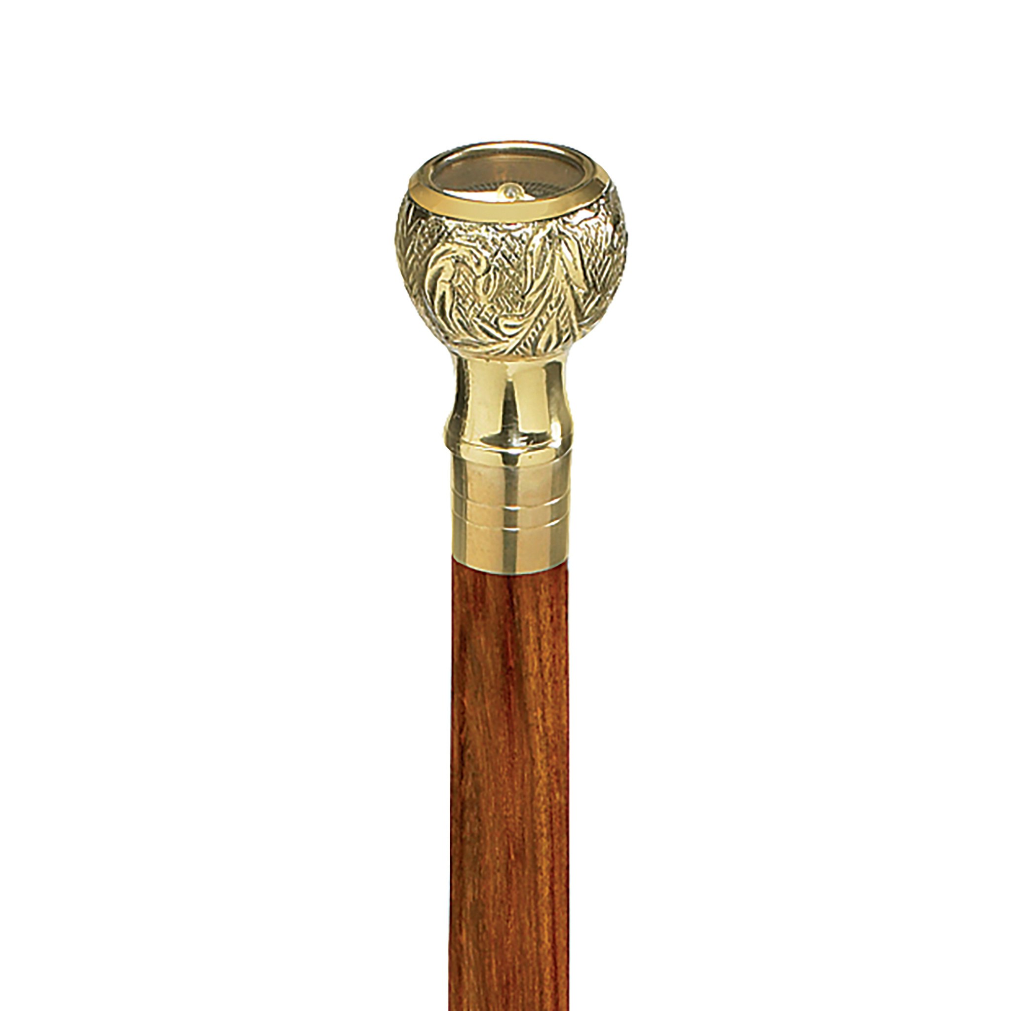 Toscano - Empress Direct Path Compass Walking Stick in Brass Capstick/Hardwood