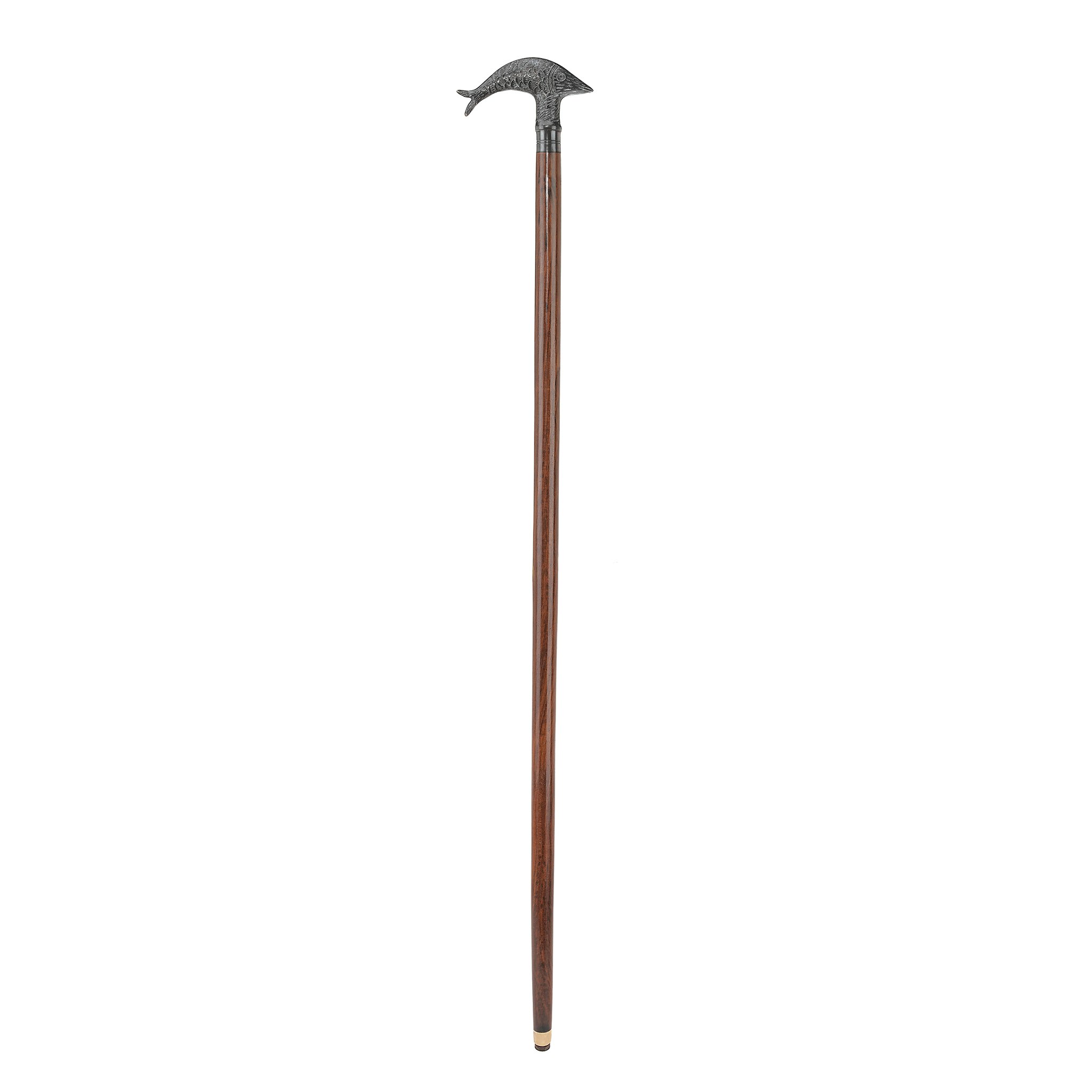 Toscano - Dolphin Derby Handle Walking Stick in Brass Capstick/Hardwood
