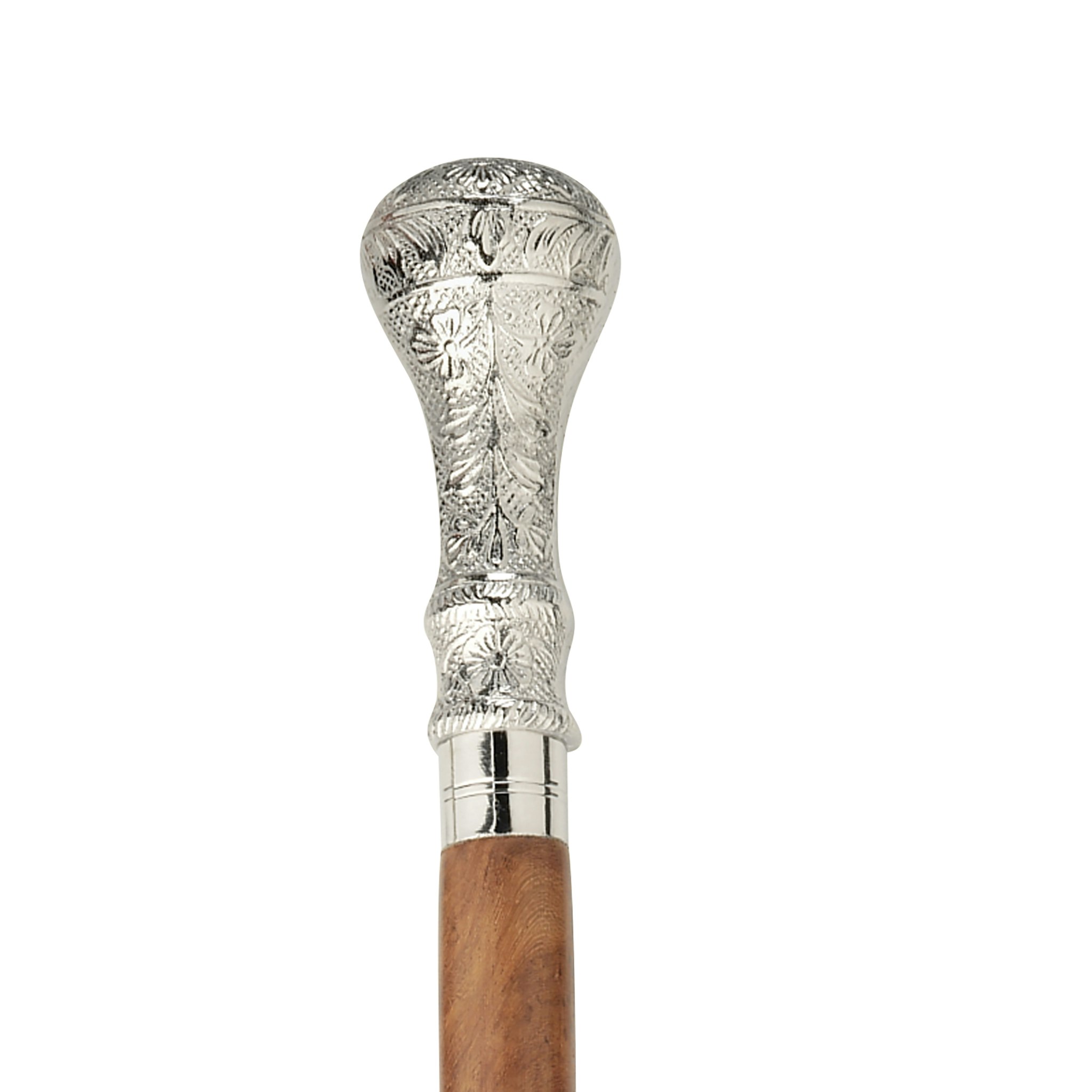 Toscano - Empress Hambleton Edwardian Walking Stick in Chrome Capstick/Hardwood