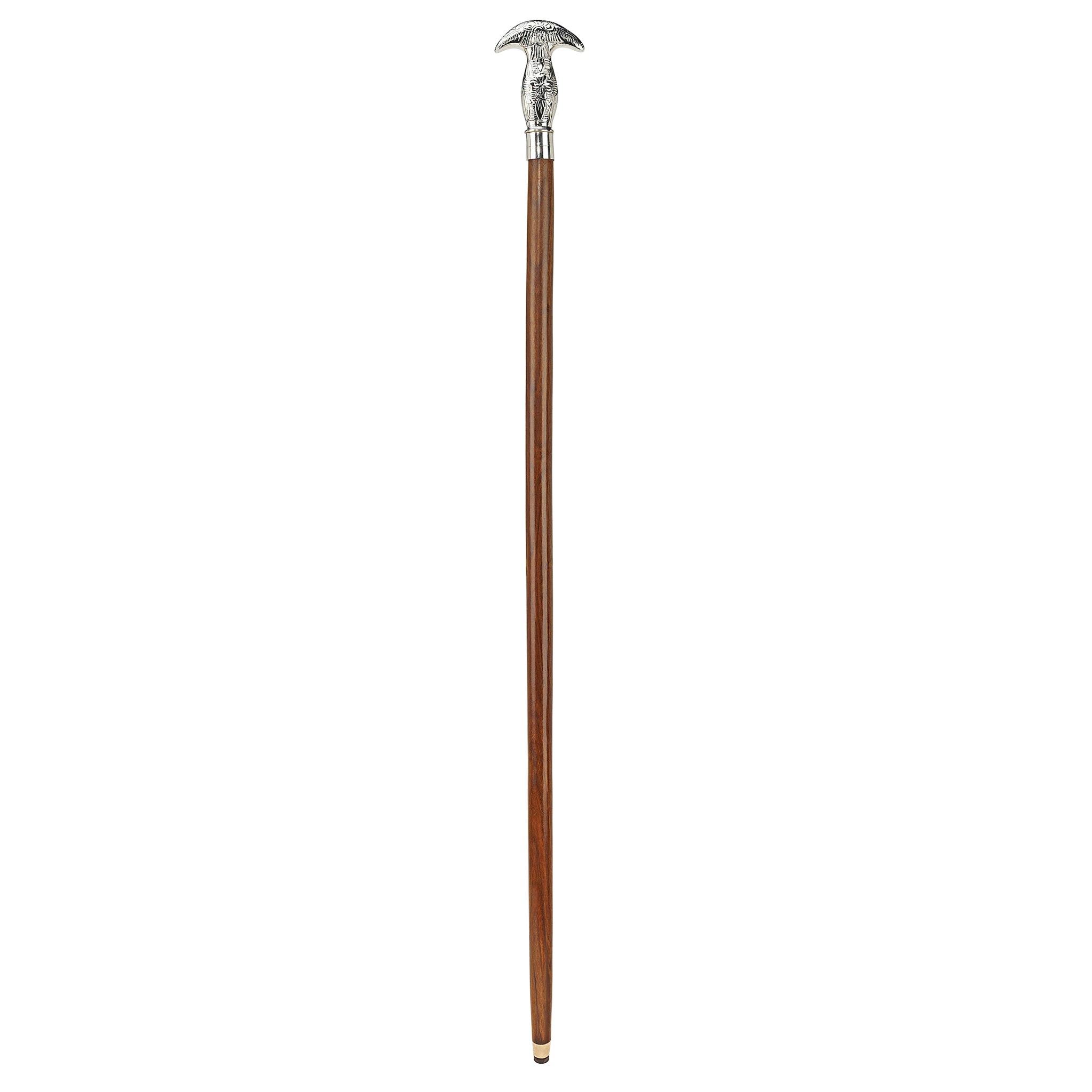 Toscano - Dobule Hook Knob Handle Walking Stick in Chrome Capstick/Hardwood