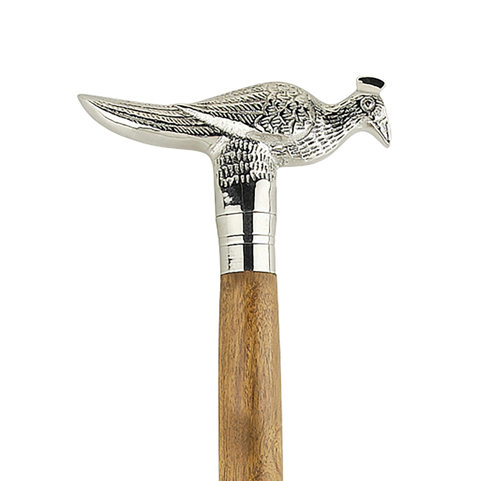 Toscano - Empress Proud Peacock Walking Stick in Chrome Capstick/Hardwood