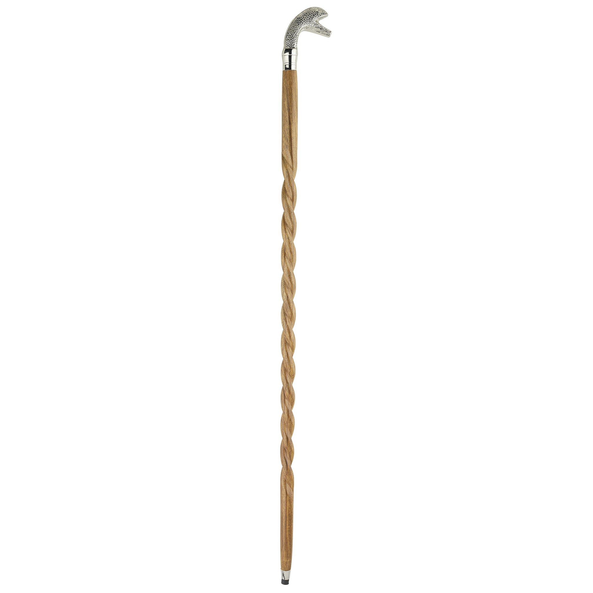 Toscano - Empress Slithering Snake Head Walking Stick in Chrome Capstick/Hardwood