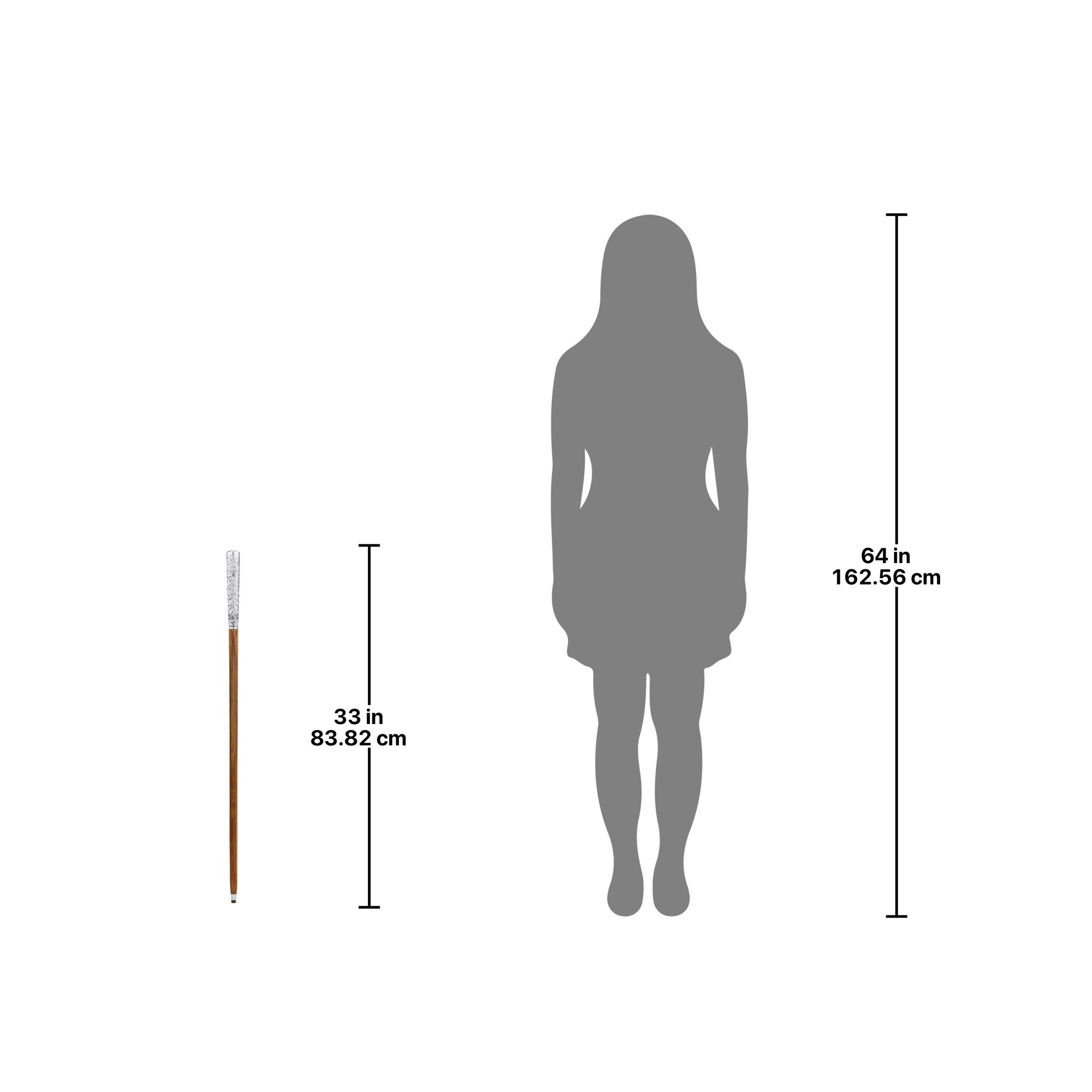 Toscano - Empress Dandy Fellow Walking Stick in Chrome Capstick/Hardwood